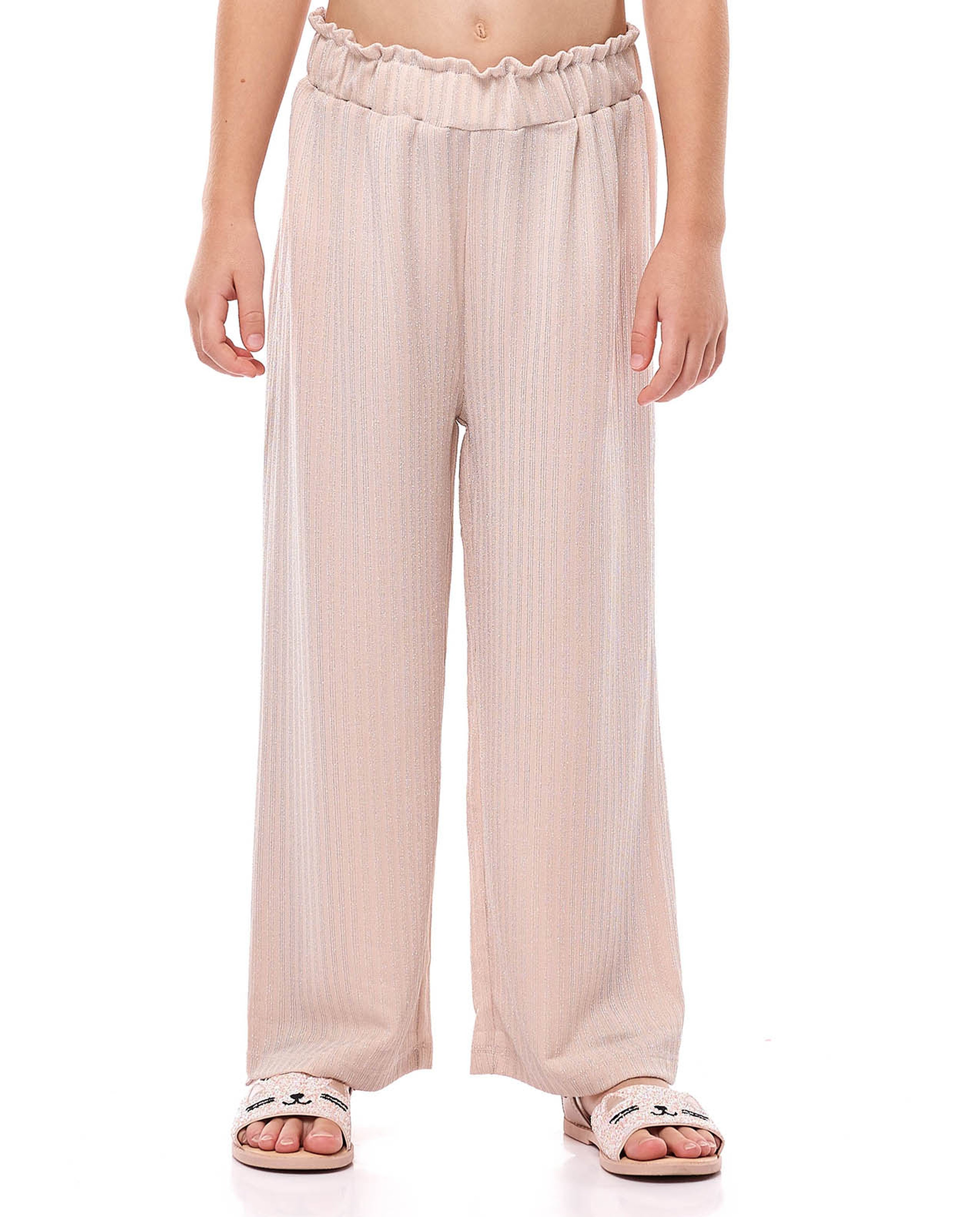 Textured Clothing Set with Crew Neck and Ruched Sleeves