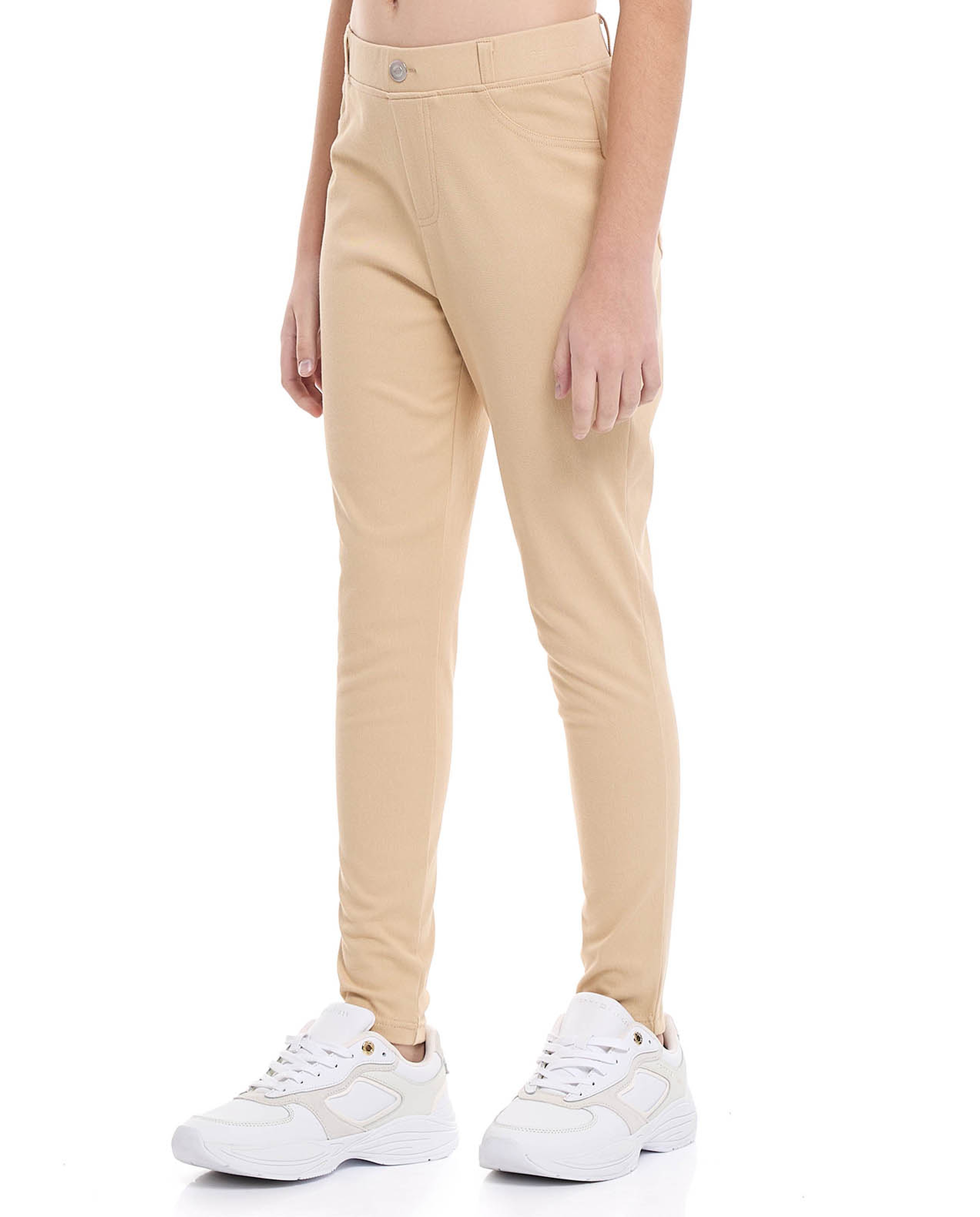 Solid Skinny Fit Pants with Elastic Waist