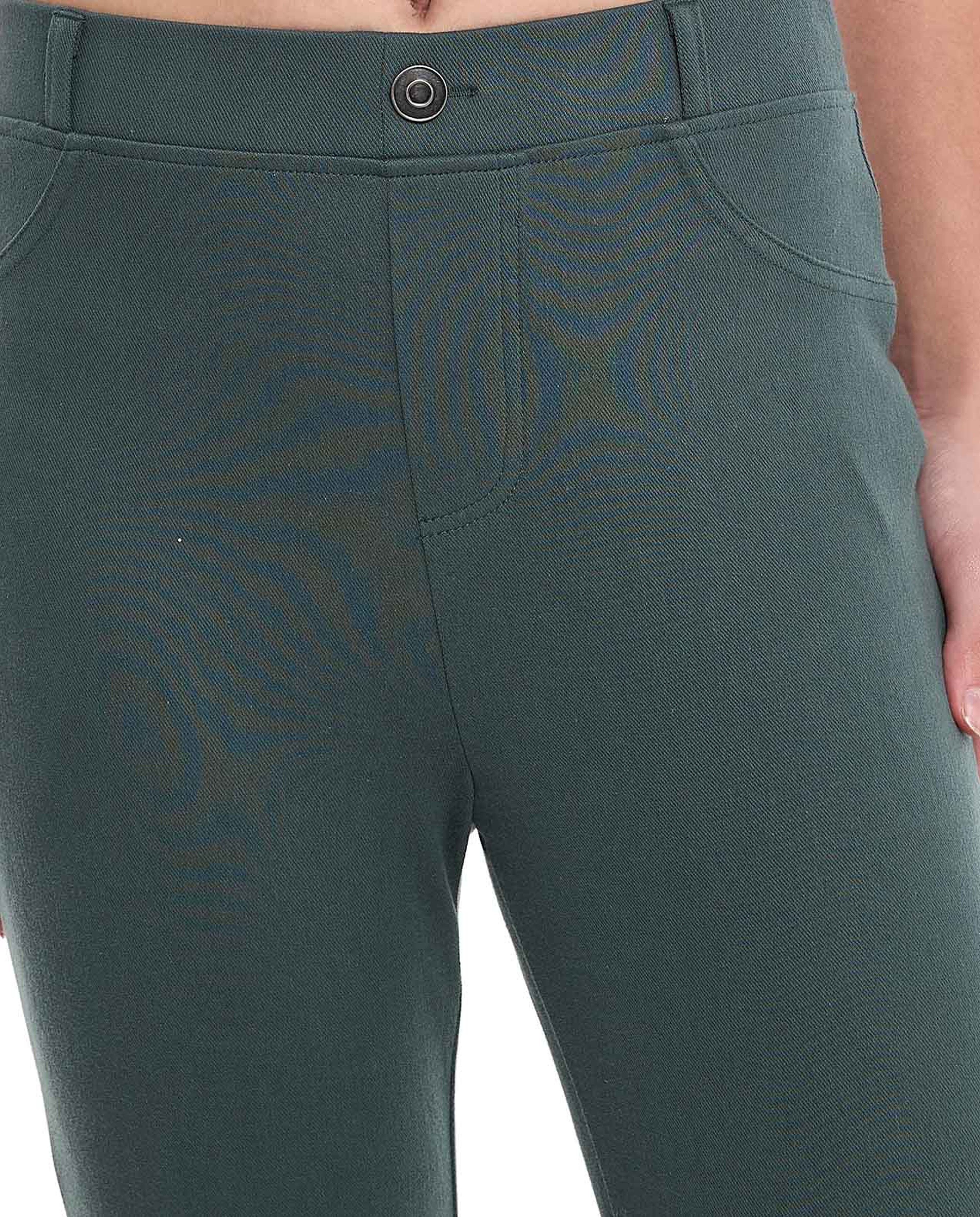 Solid Skinny Fit Pants with Elastic Waist