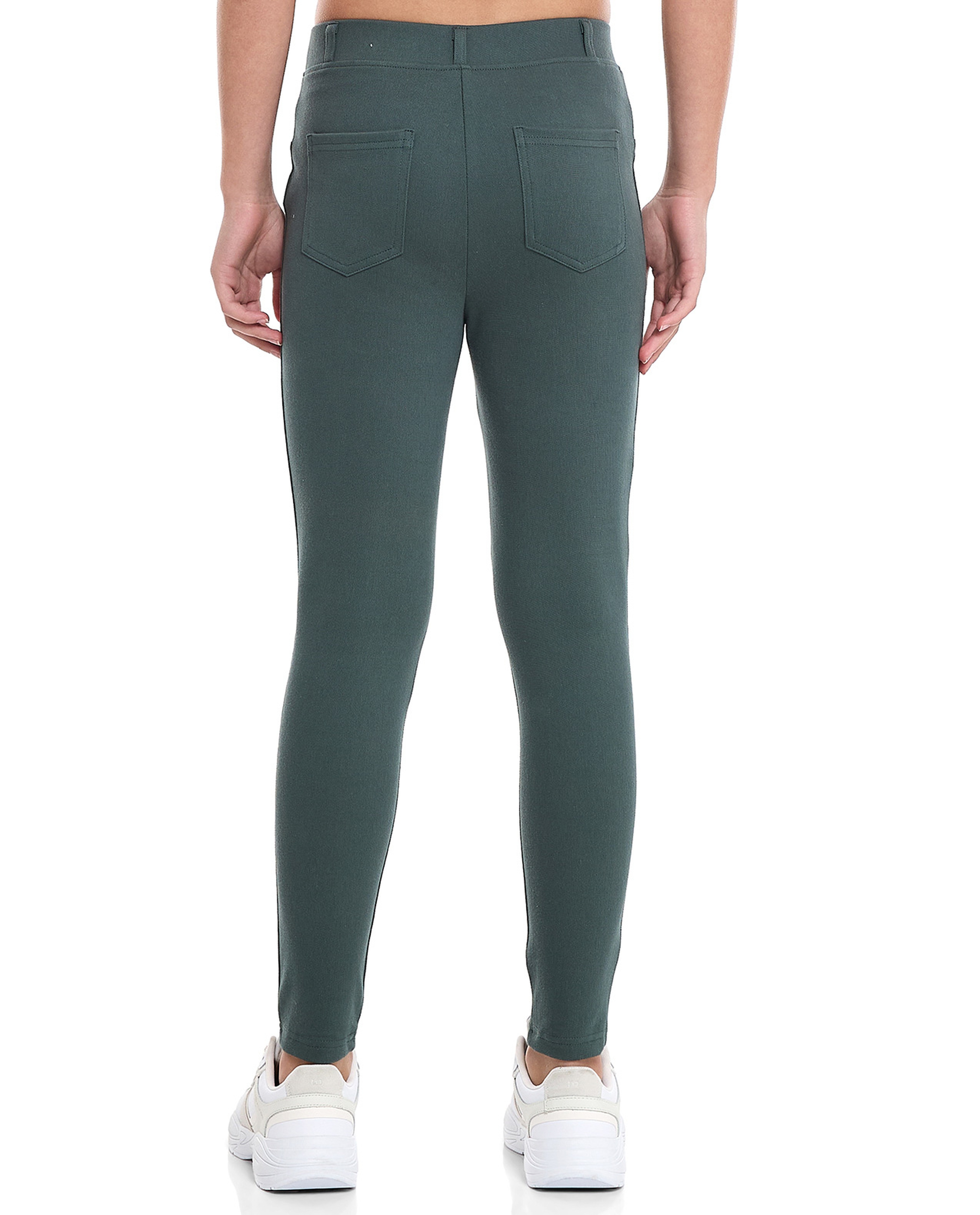 Solid Skinny Fit Pants with Elastic Waist