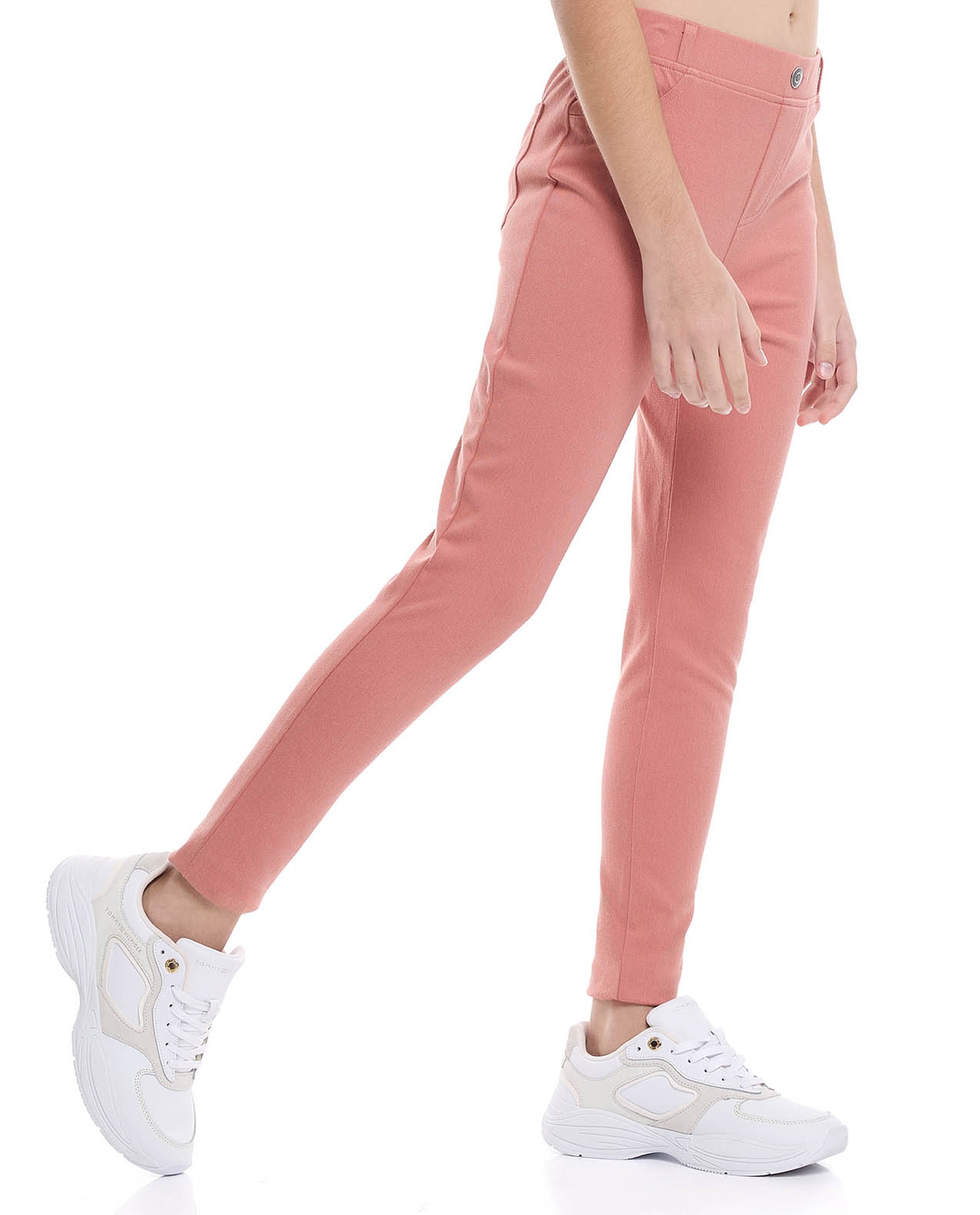 Solid Skinny Fit Pants with Elastic Waist
