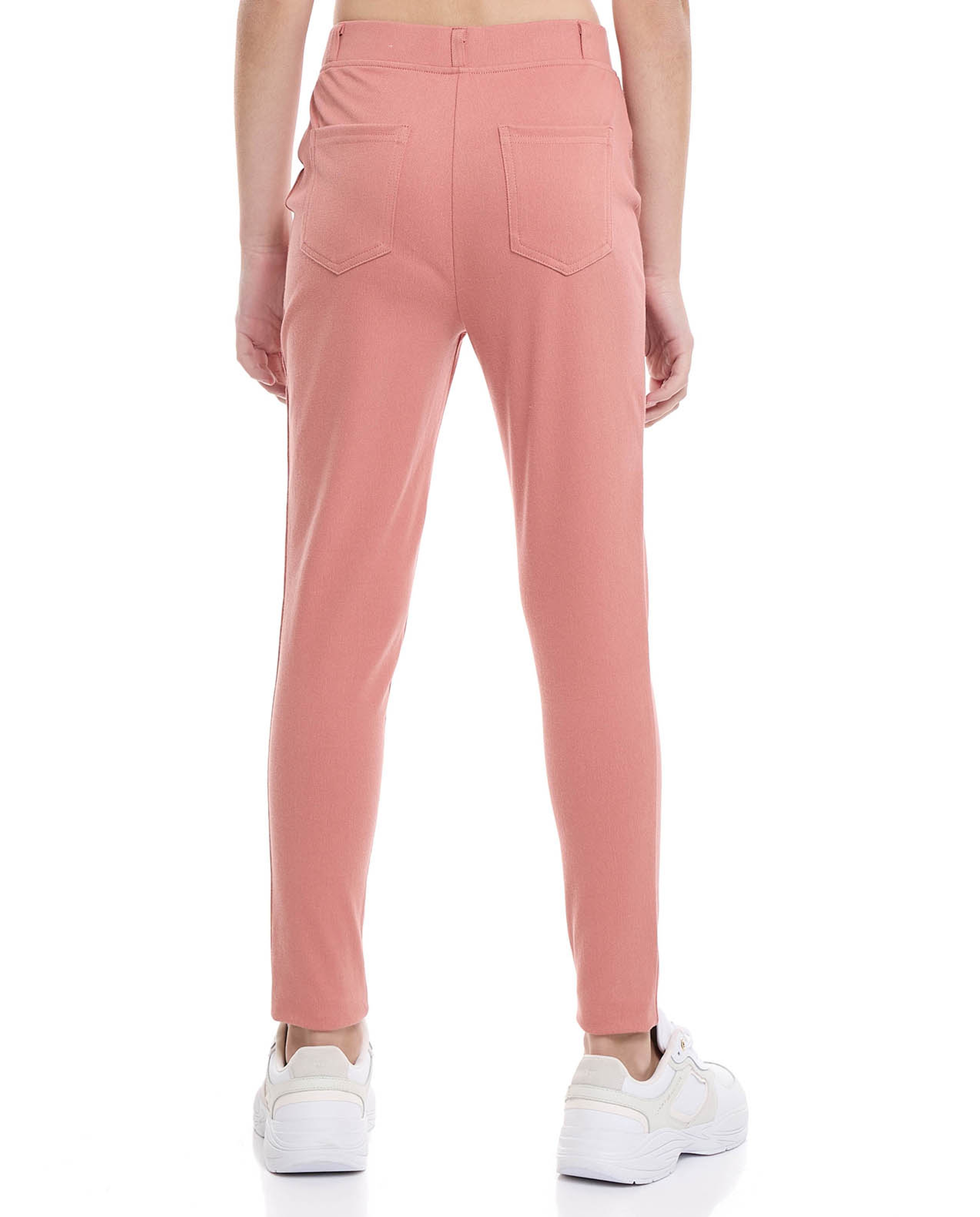 Solid Skinny Fit Pants with Elastic Waist