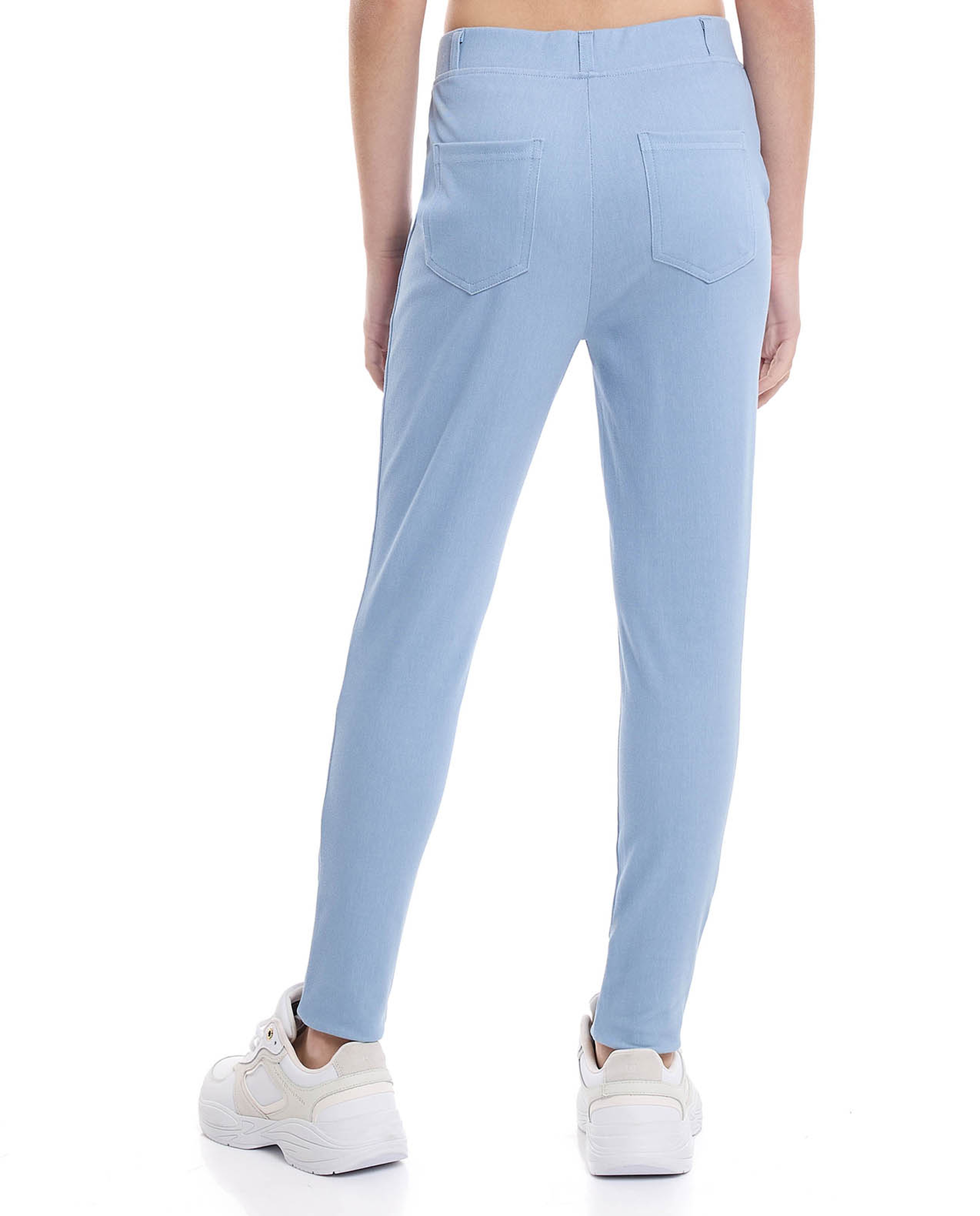 Solid Skinny Fit Pants with Elastic Waist