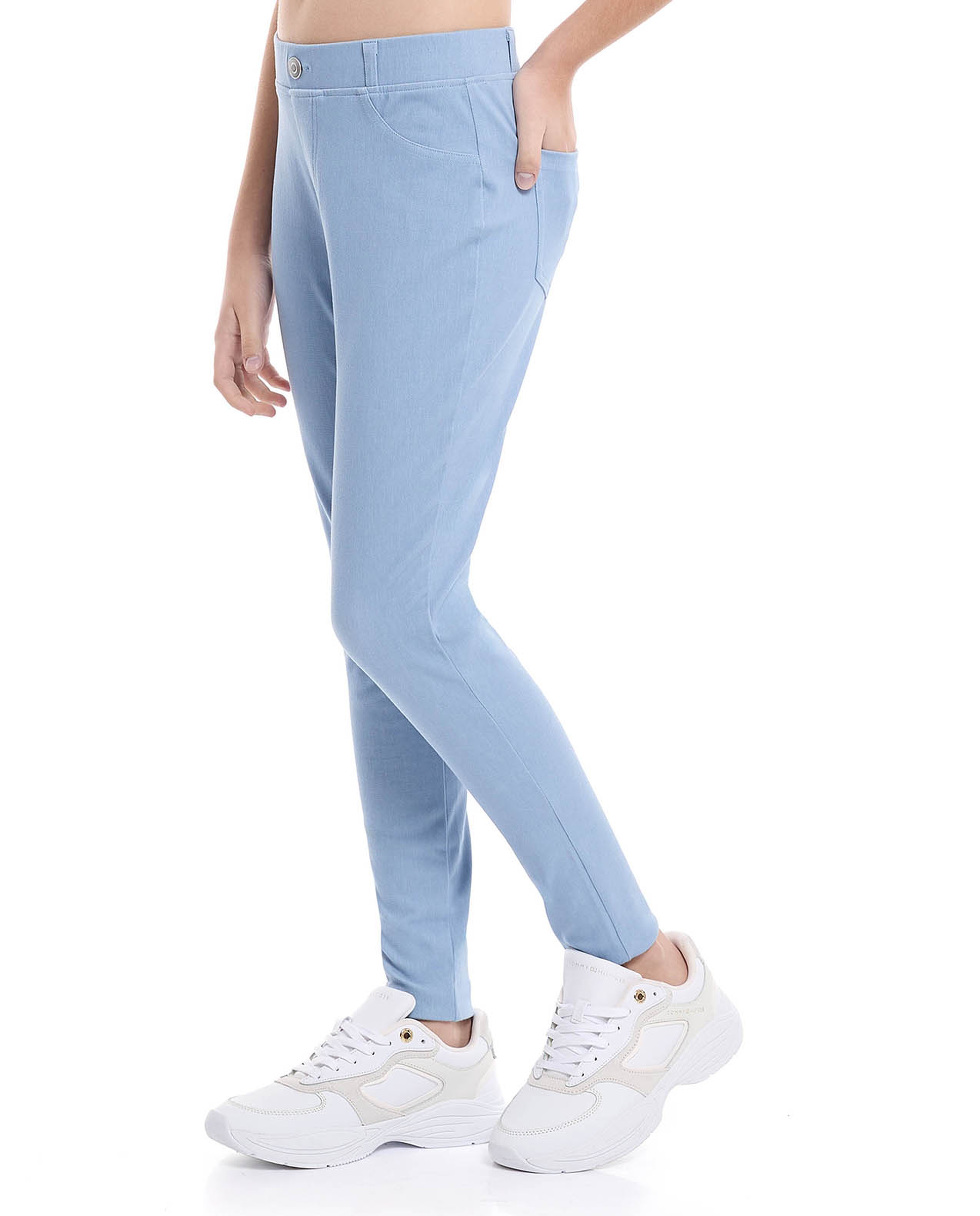 Solid Skinny Fit Pants with Elastic Waist