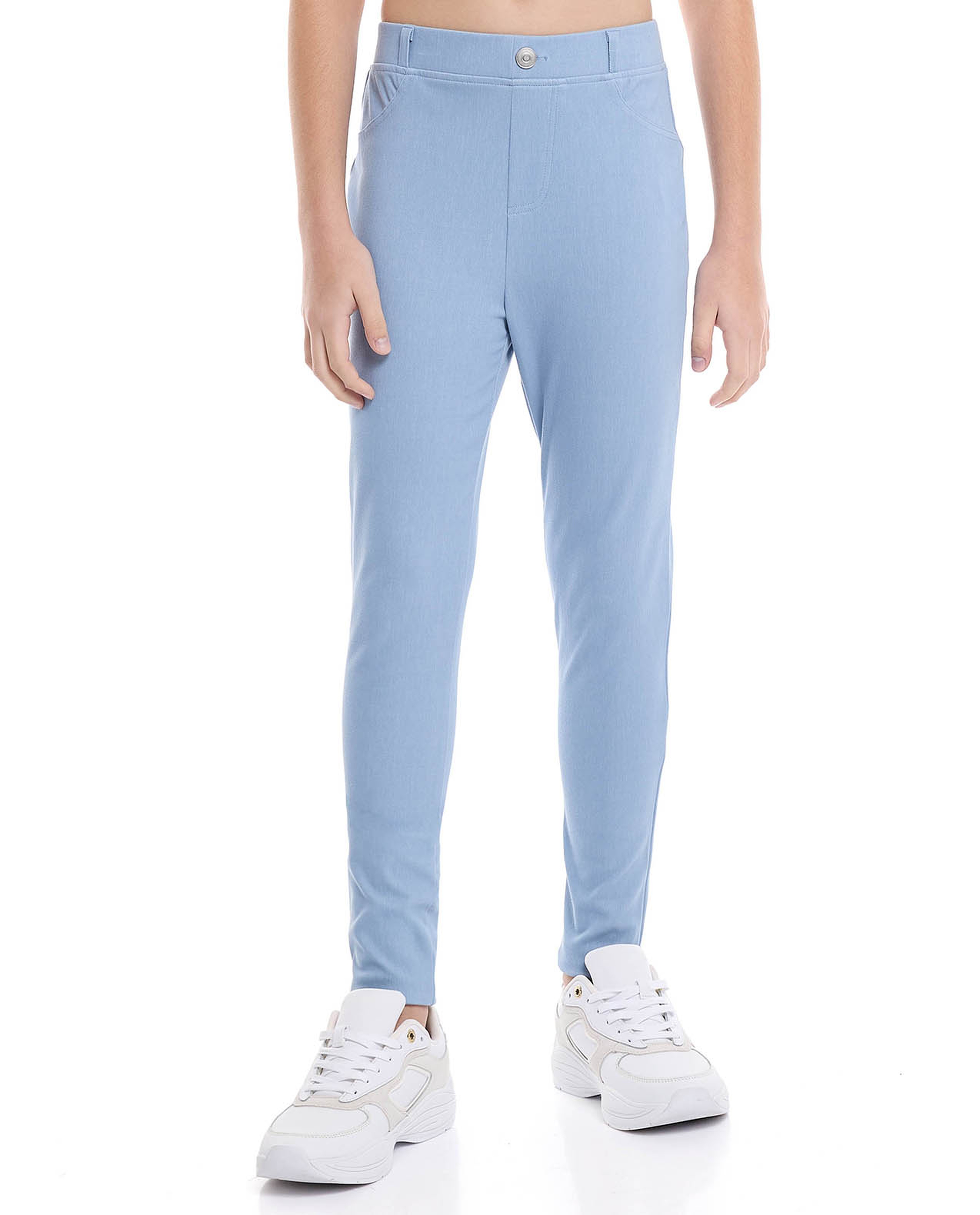 Solid Skinny Fit Pants with Elastic Waist
