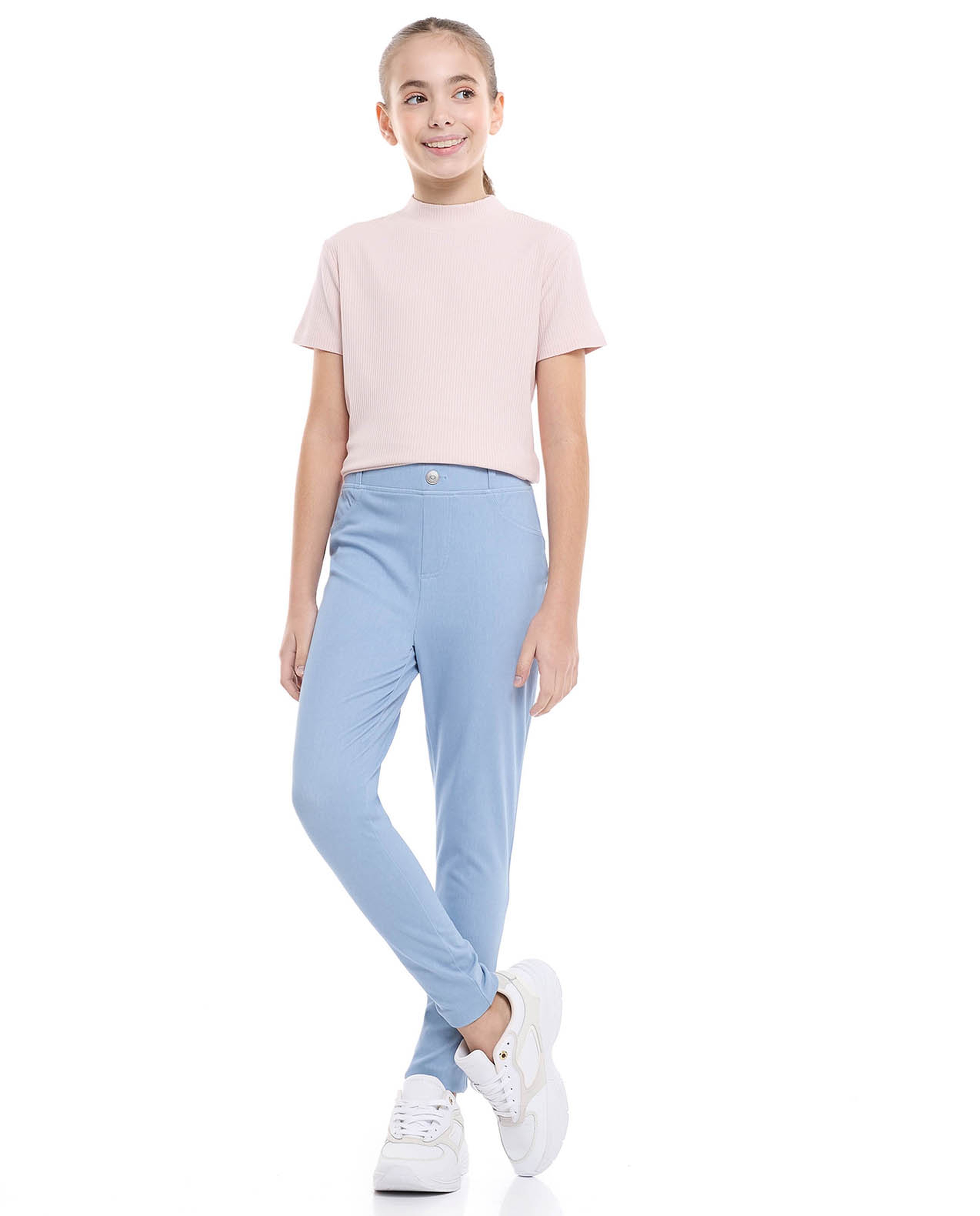 Solid Skinny Fit Pants with Elastic Waist