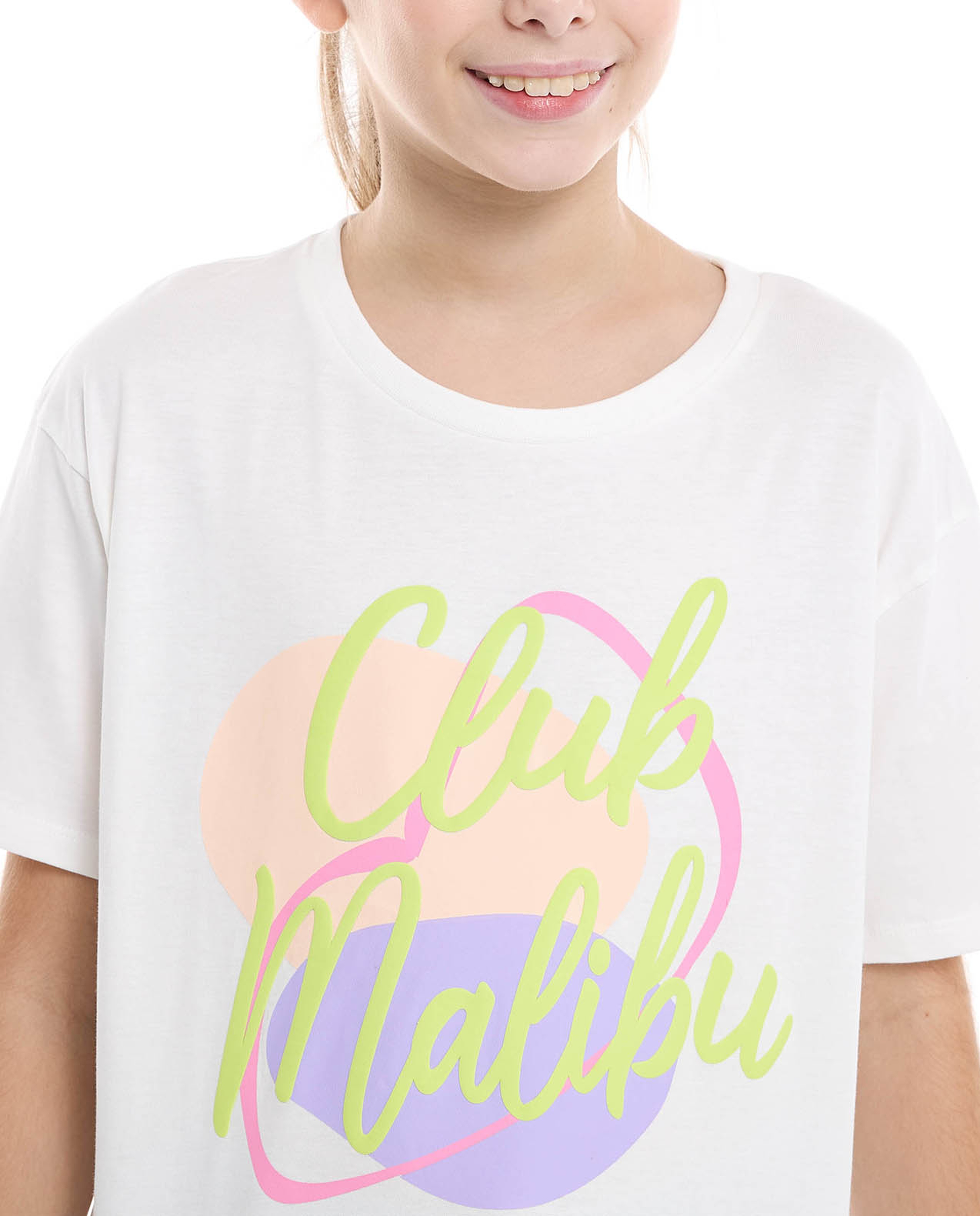 Printed T-Shirt with Crew Neck and Short Sleeves