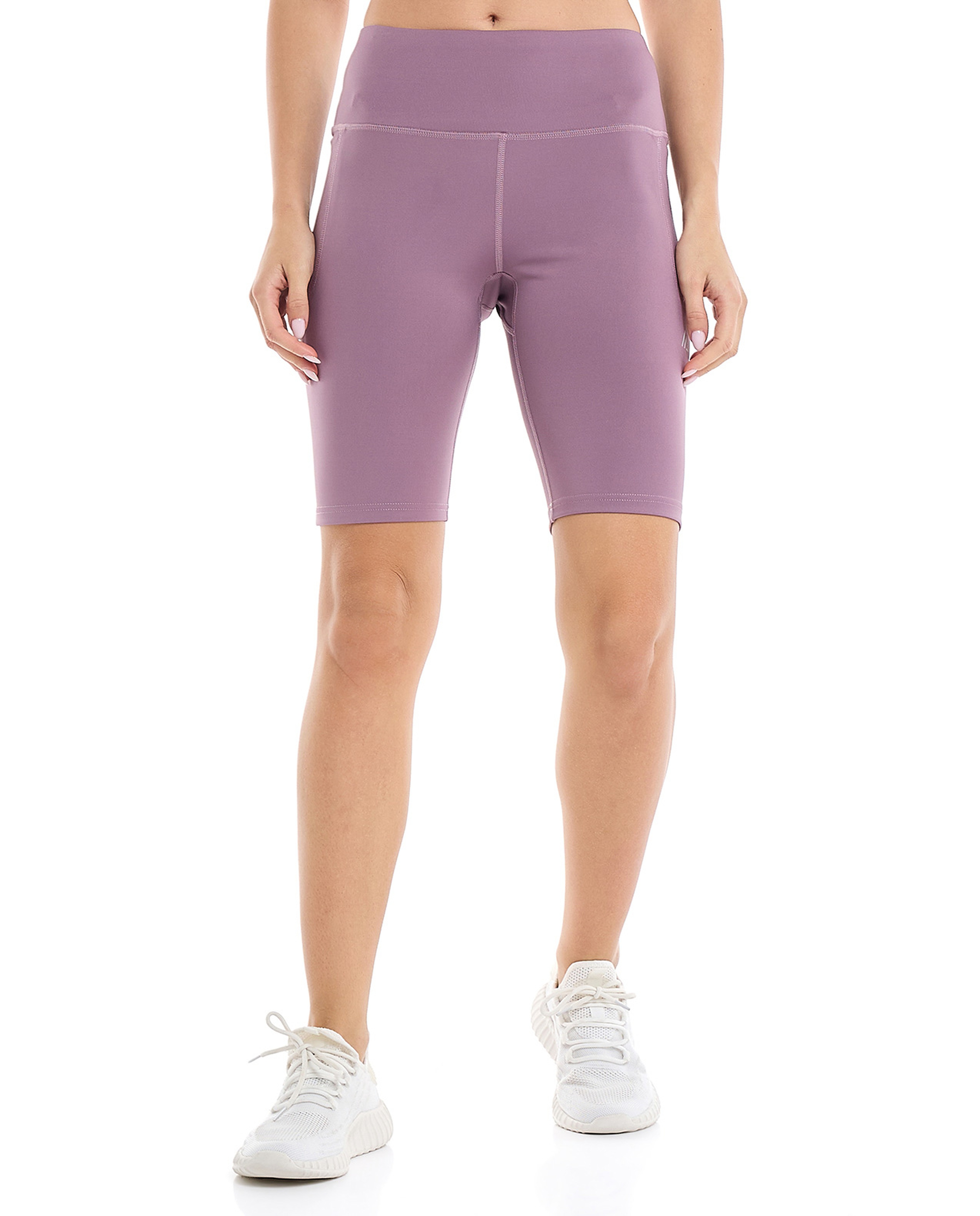 Solid Biker Shorts with Elastic Waist