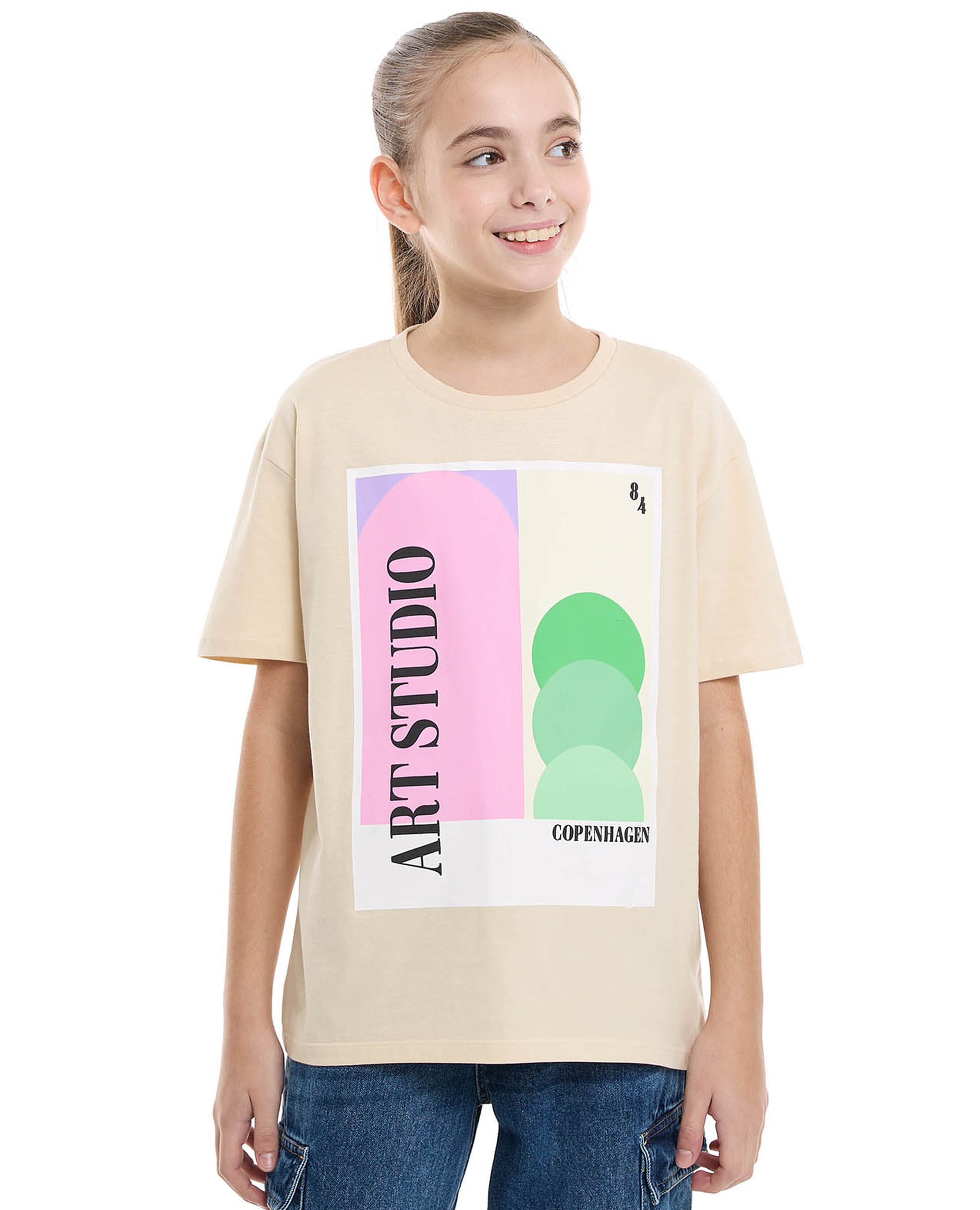 Printed T-Shirt with Crew Neck and Short Sleeves