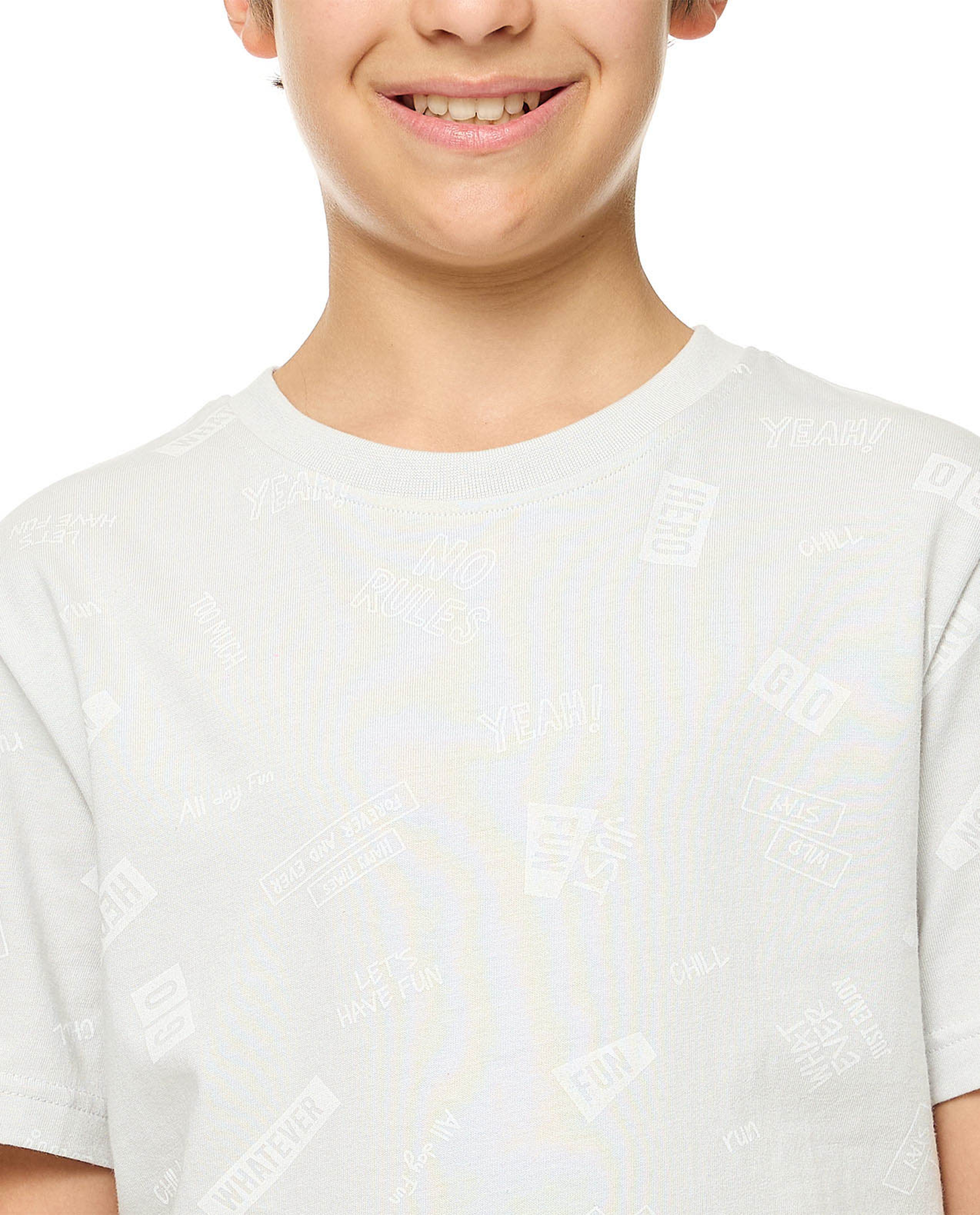 Printed T-Shirt with Crew Neck and Short Sleeves