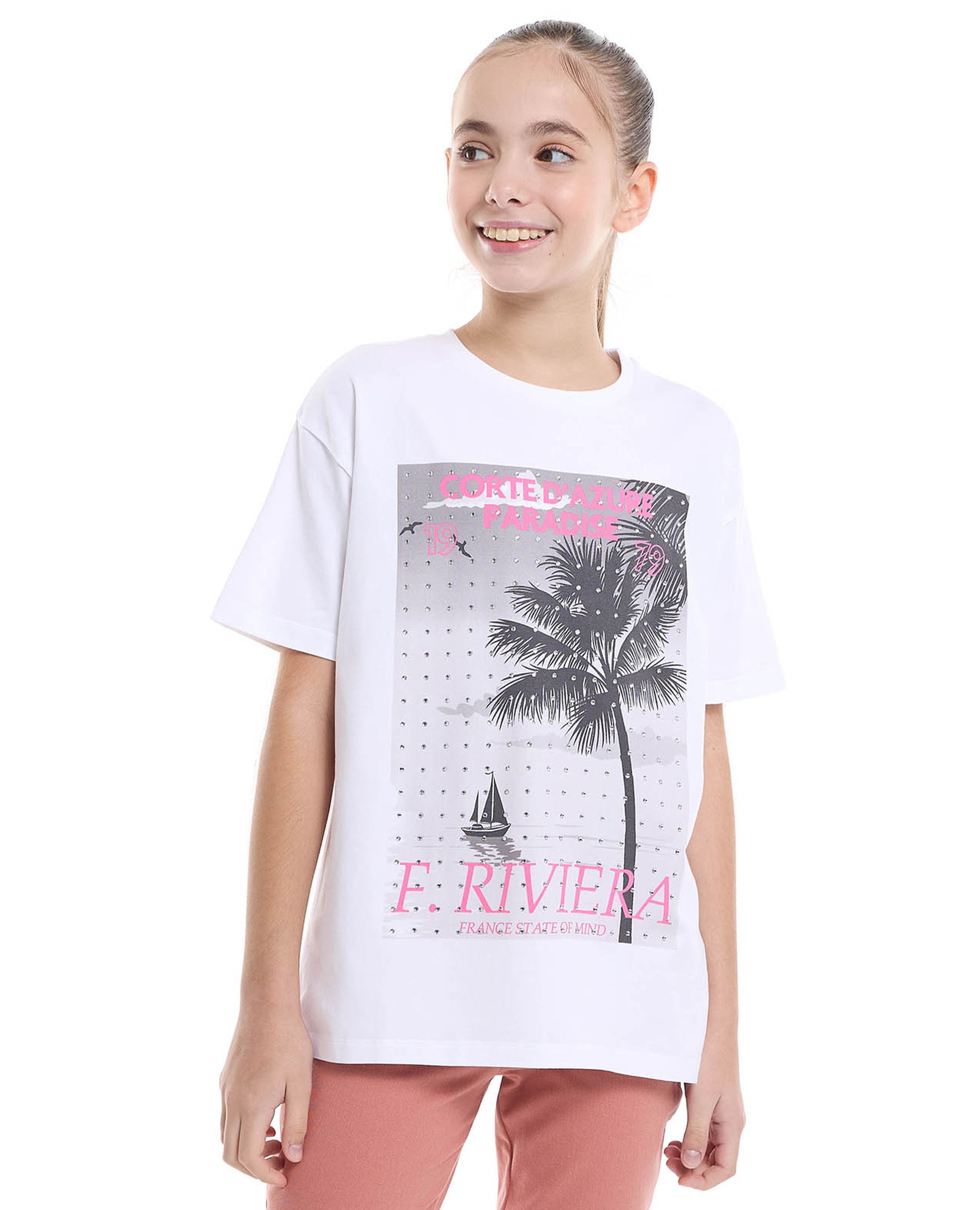 Printed T-Shirt with Crew Neck and Short Sleeves