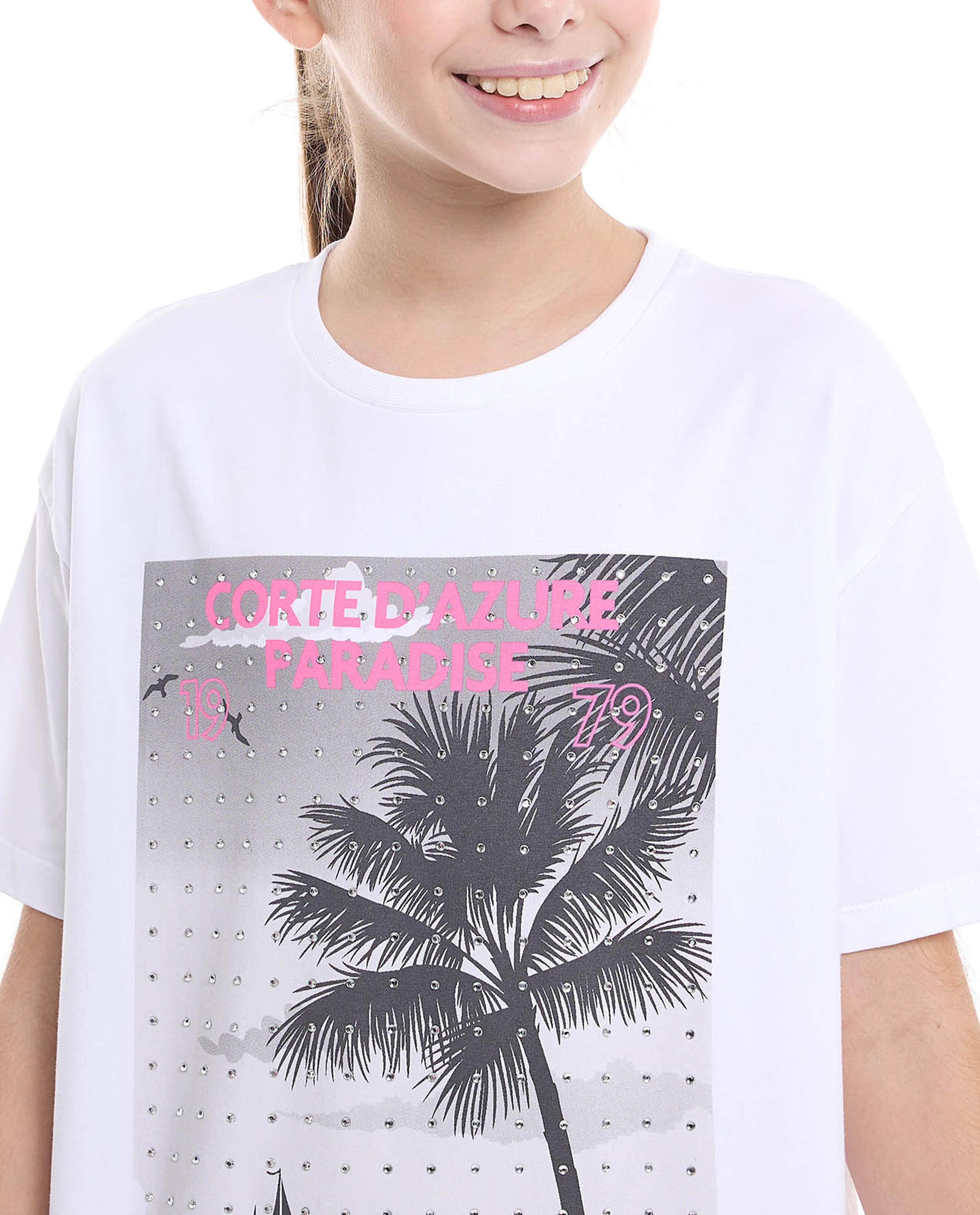 Printed T-Shirt with Crew Neck and Short Sleeves