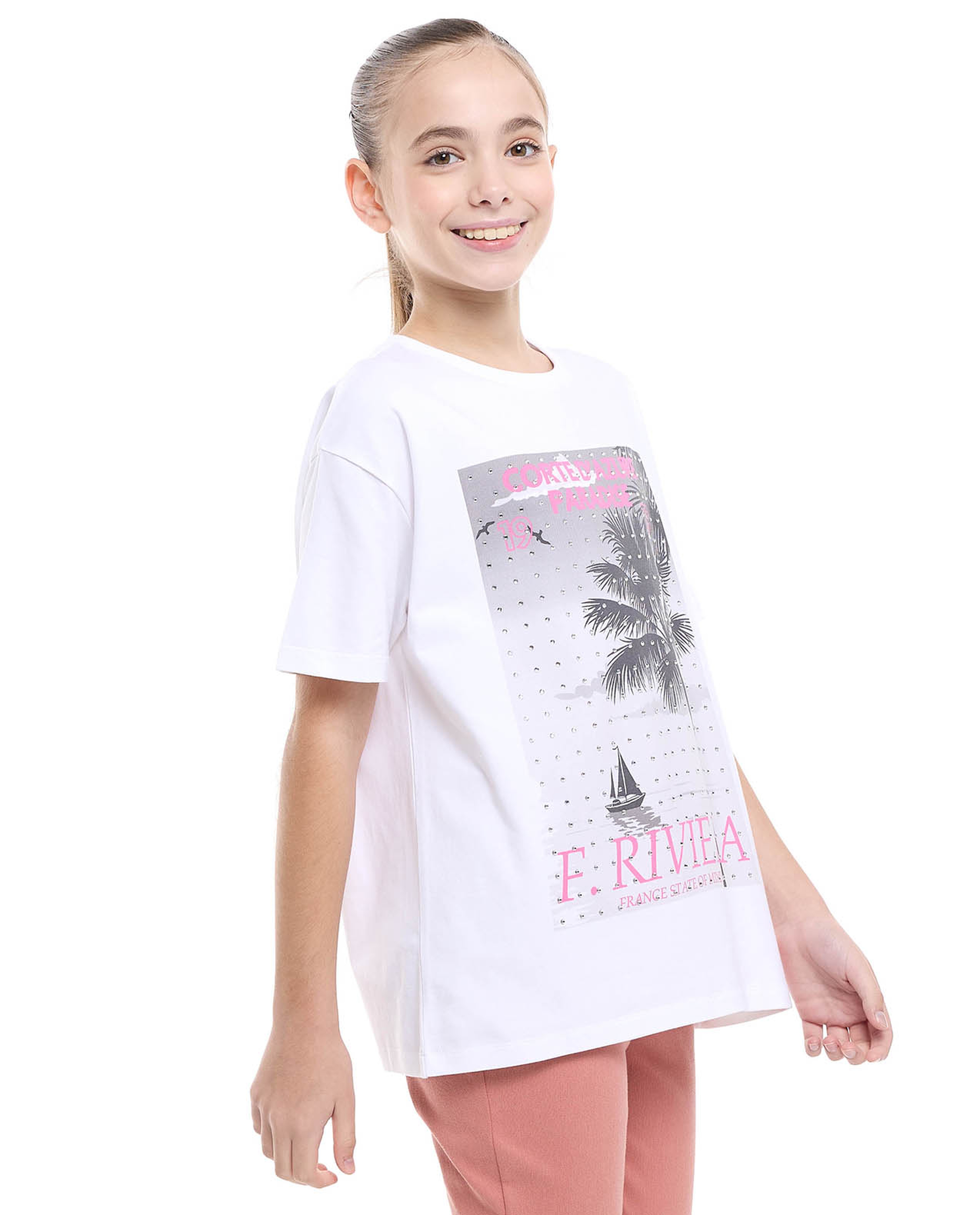 Printed T-Shirt with Crew Neck and Short Sleeves