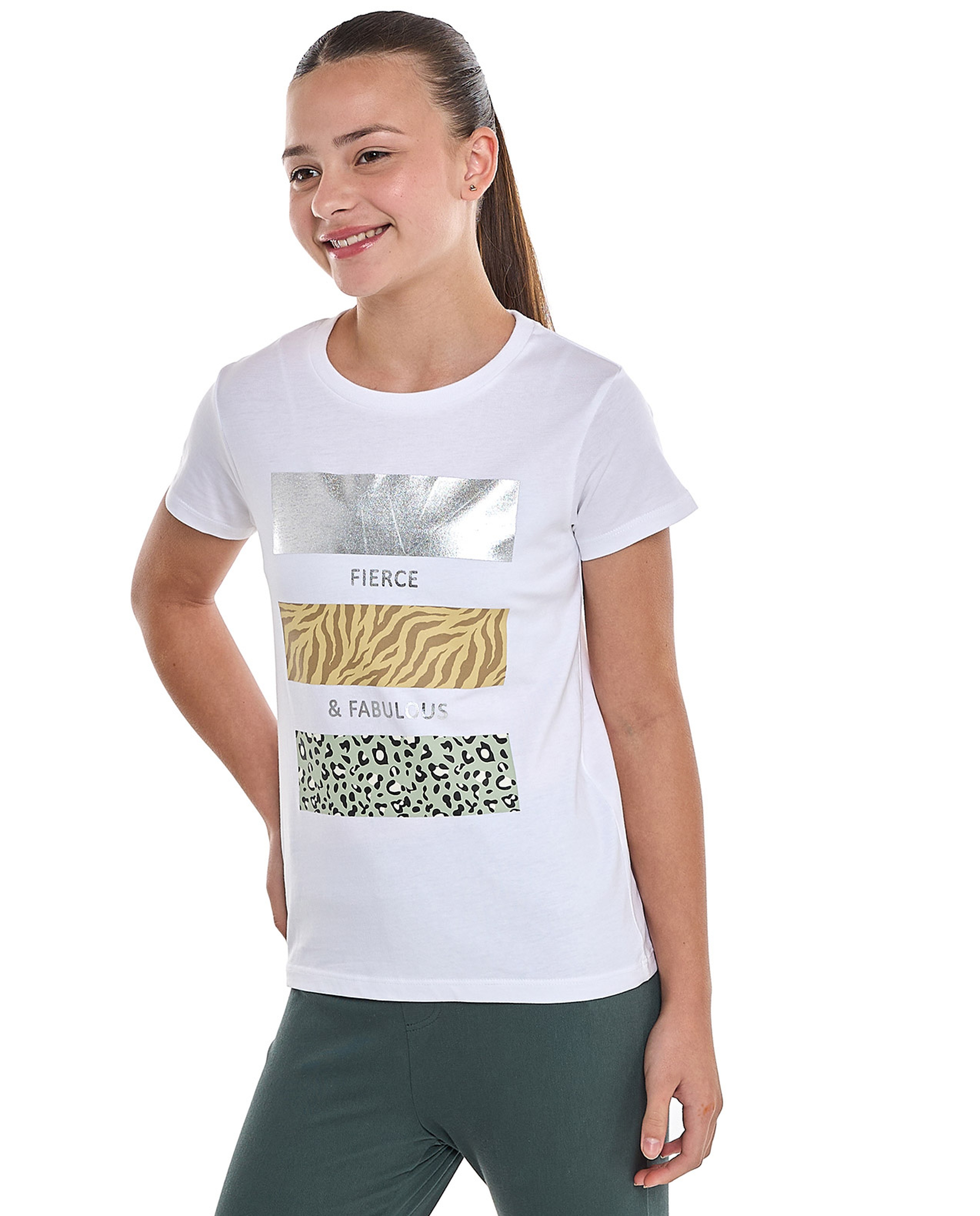 Printed T-Shirt with Crew Neck and Short Sleeves
