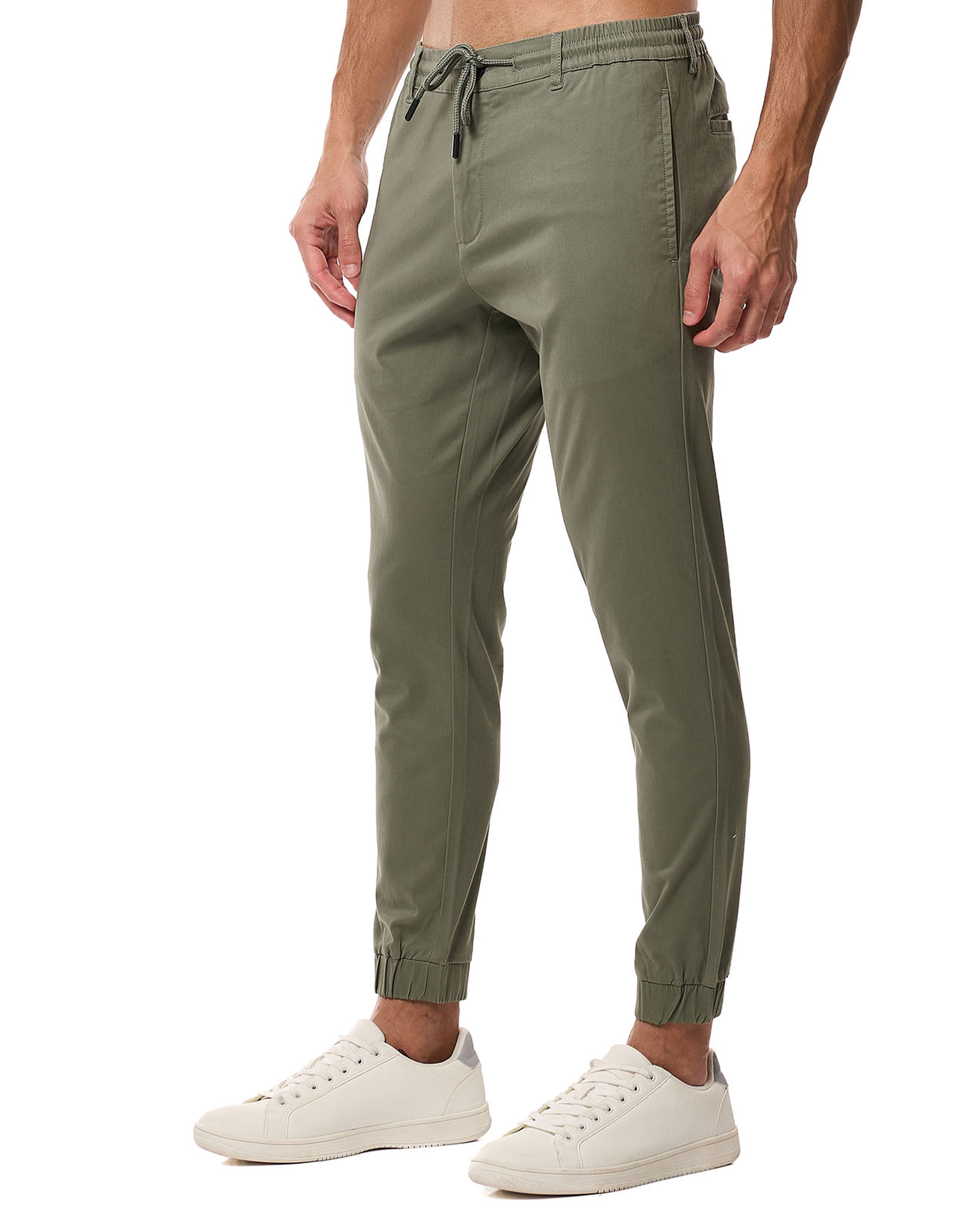 Solid Jogger Pants with Drawstring Waist
