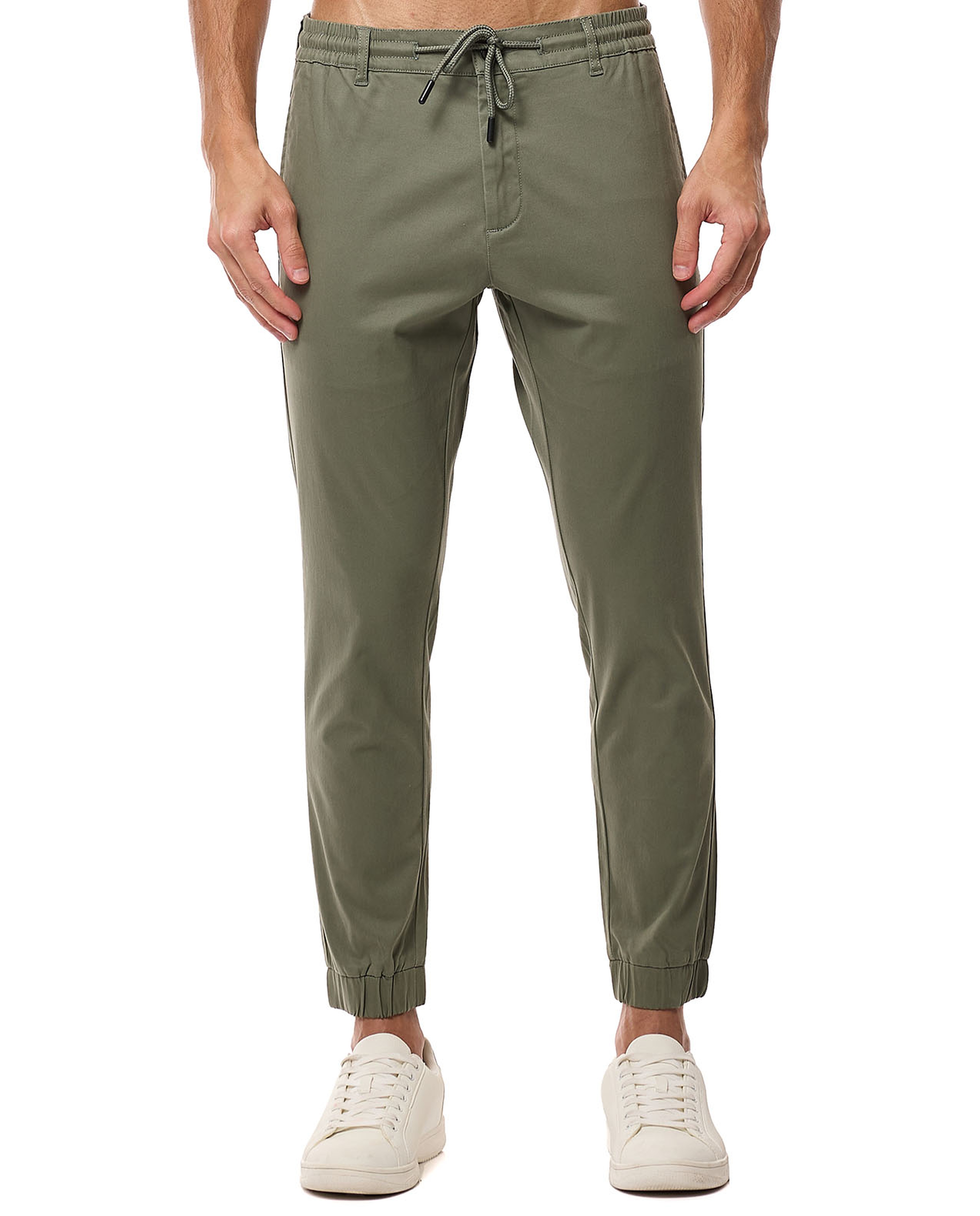 Solid Jogger Pants with Drawstring Waist