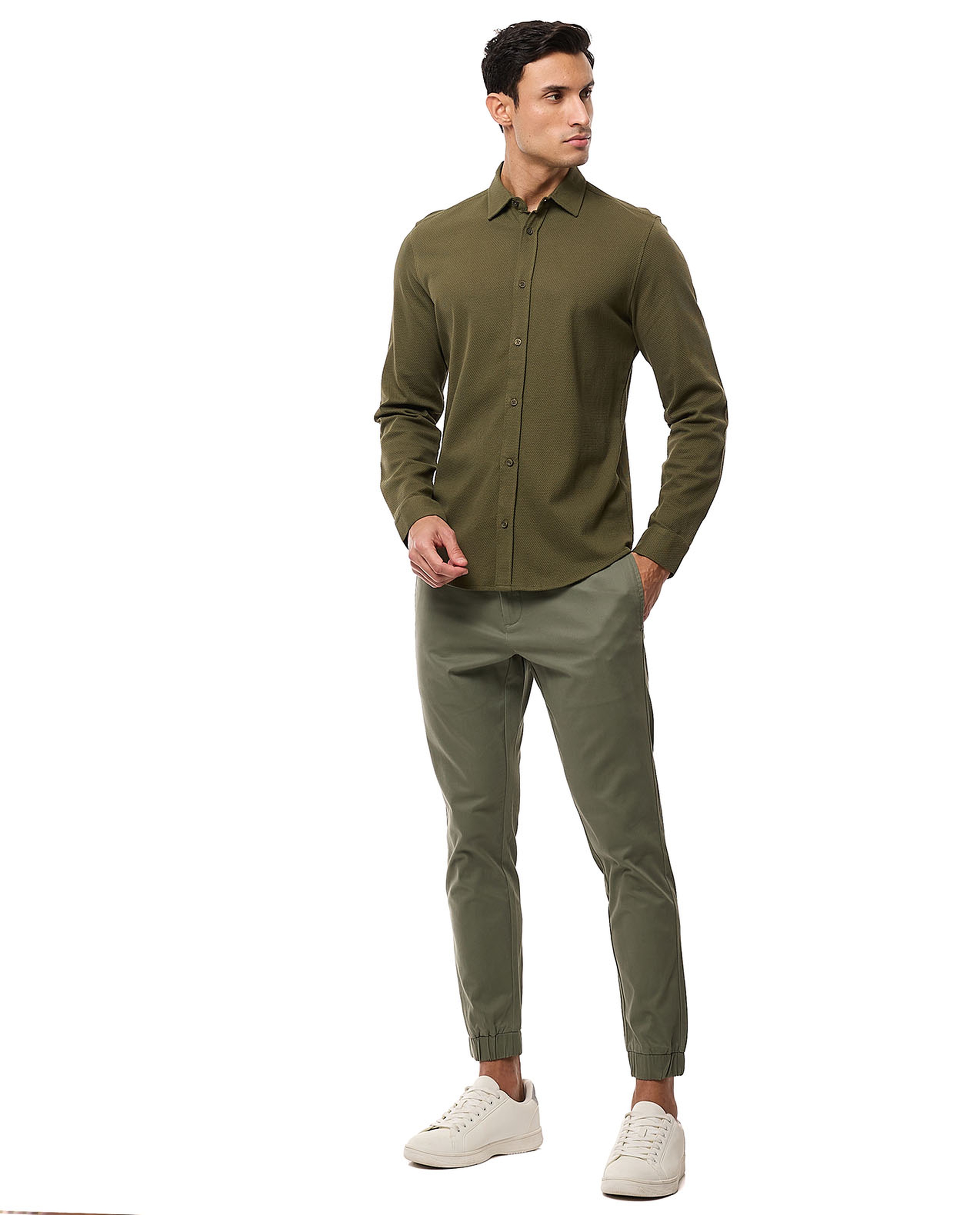 Solid Jogger Pants with Drawstring Waist