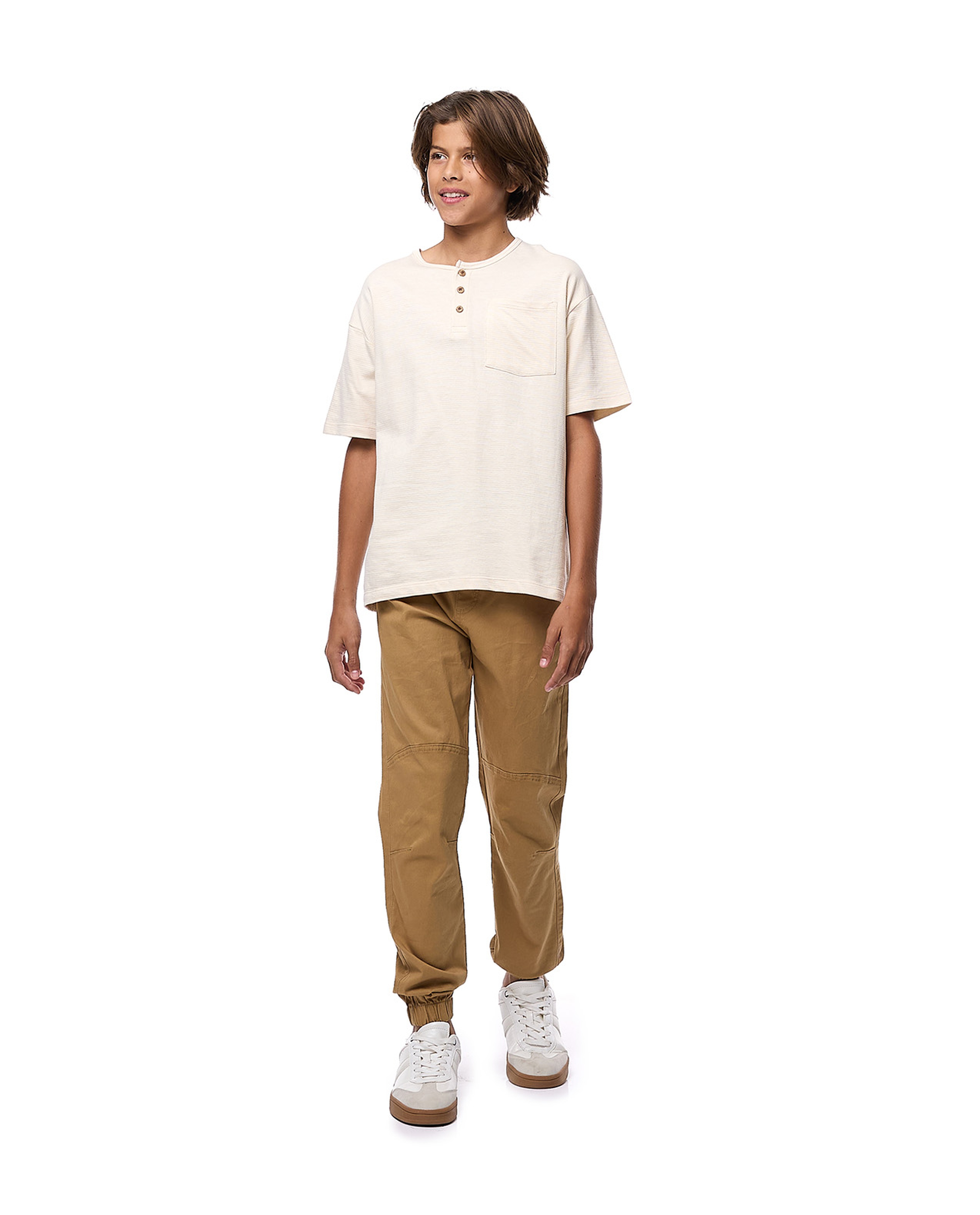 Textured T-Shirt with Crew Neck and Short Sleeves