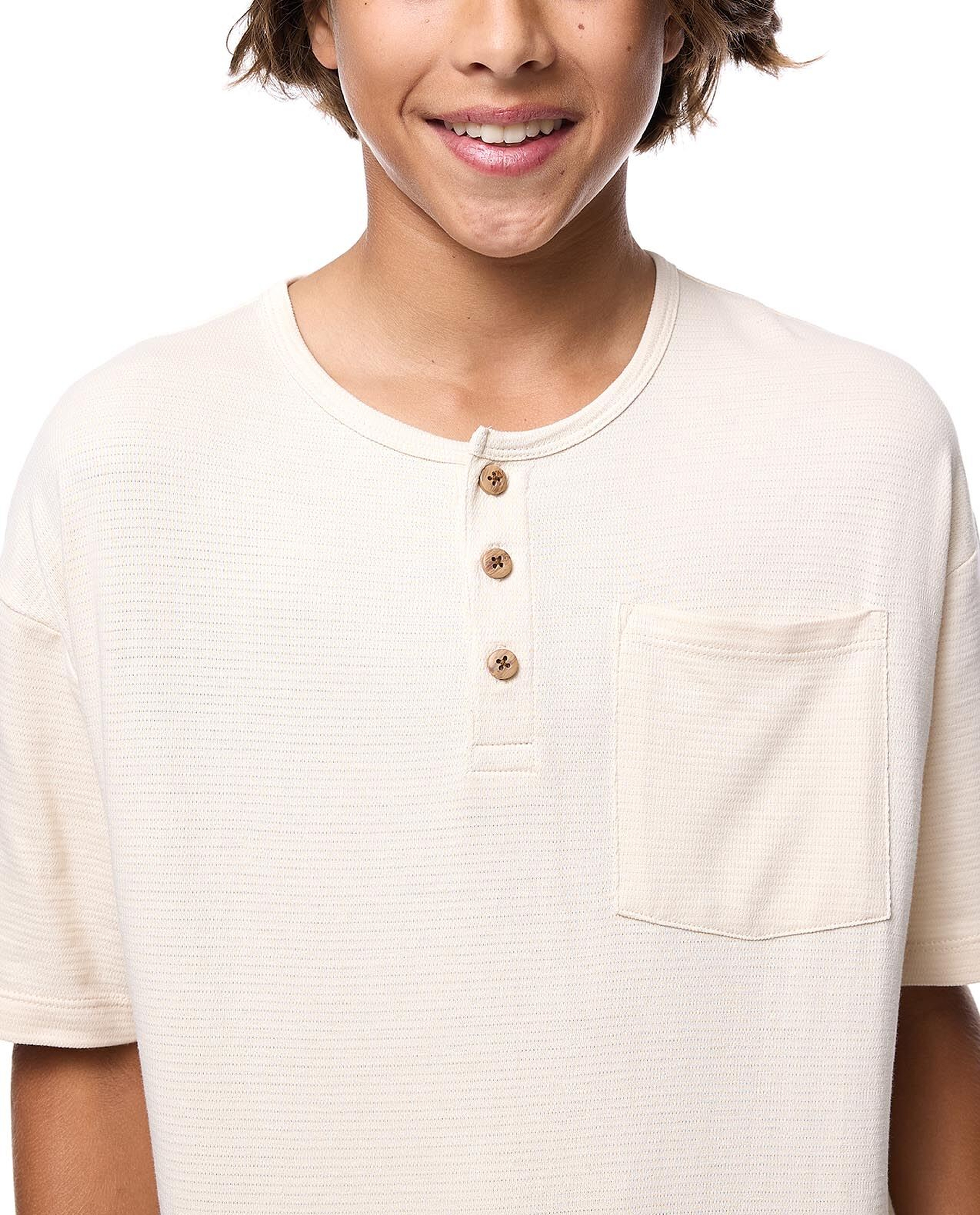 Textured T-Shirt with Crew Neck and Short Sleeves