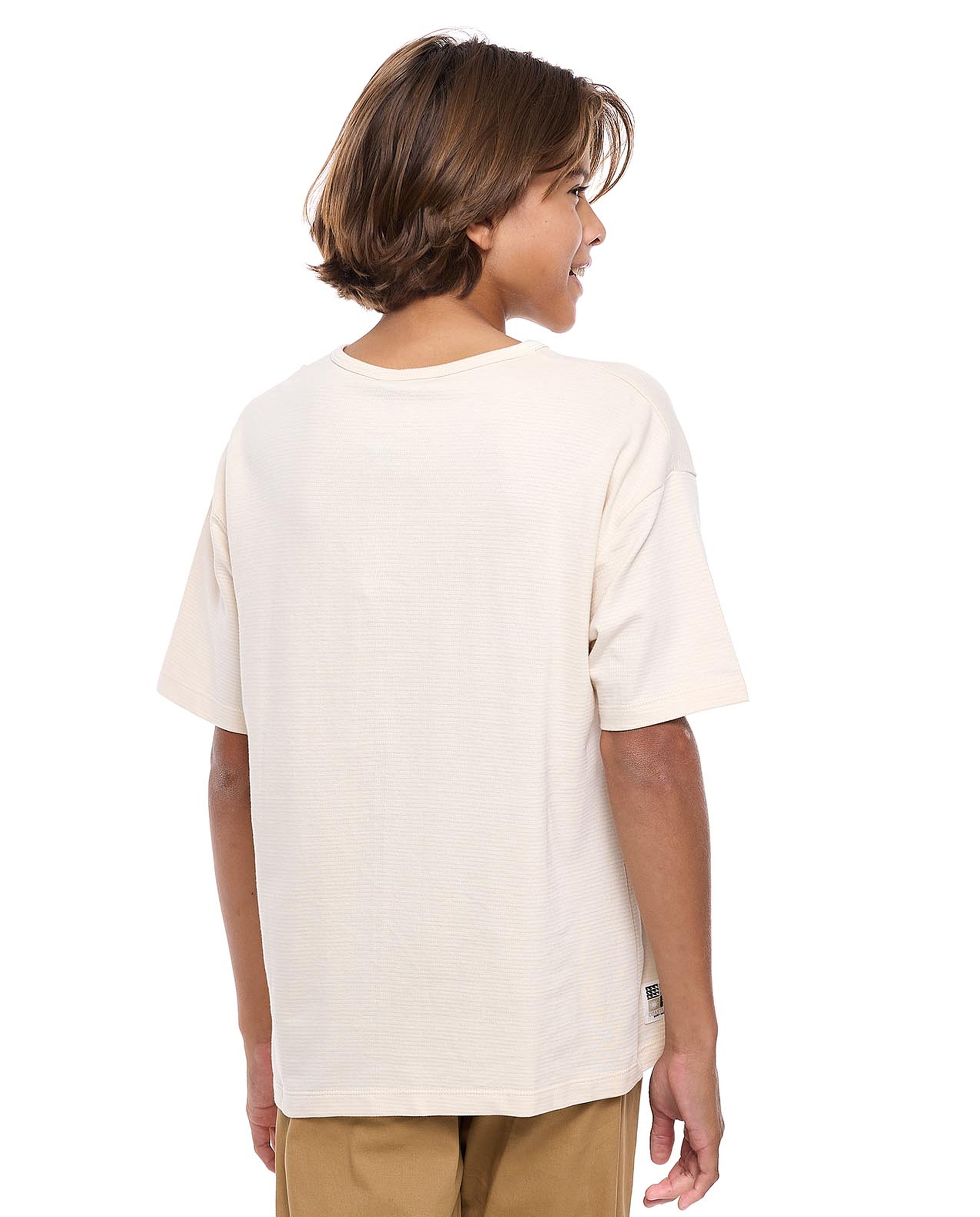 Textured T-Shirt with Crew Neck and Short Sleeves