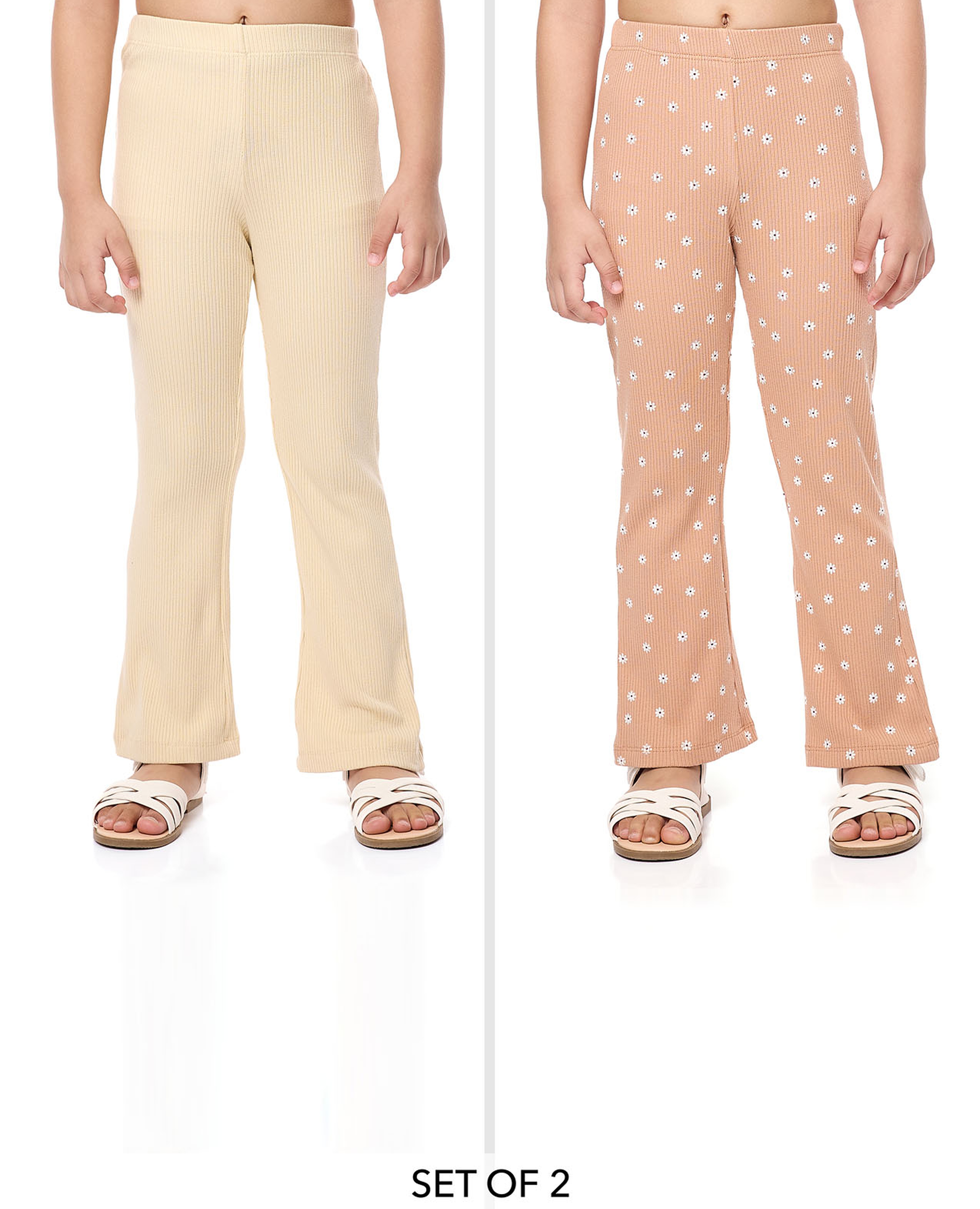 ليقنز واسع بخصر مرن - قطعتين