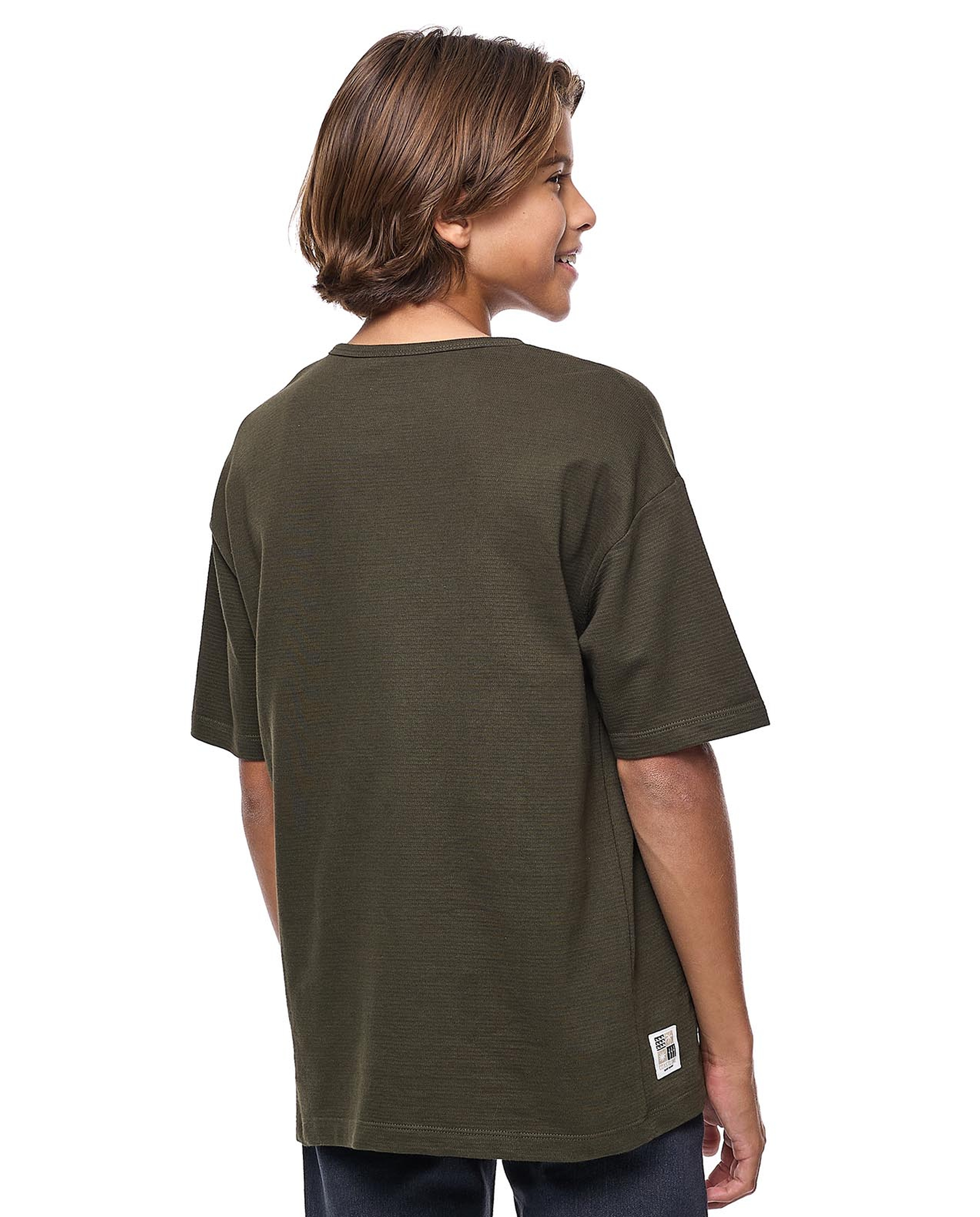 Textured T-Shirt with Crew Neck and Short Sleeves
