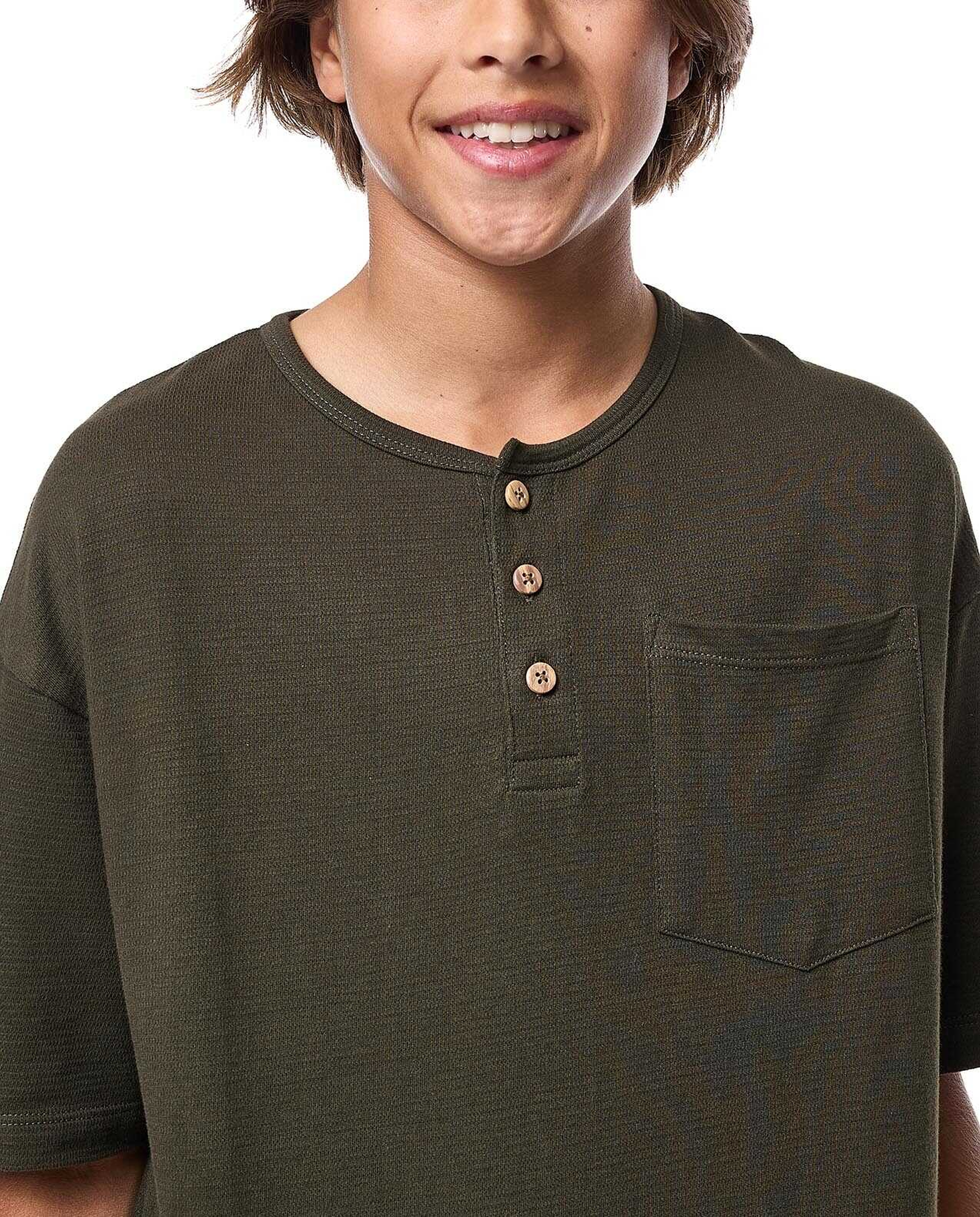 Textured T-Shirt with Crew Neck and Short Sleeves