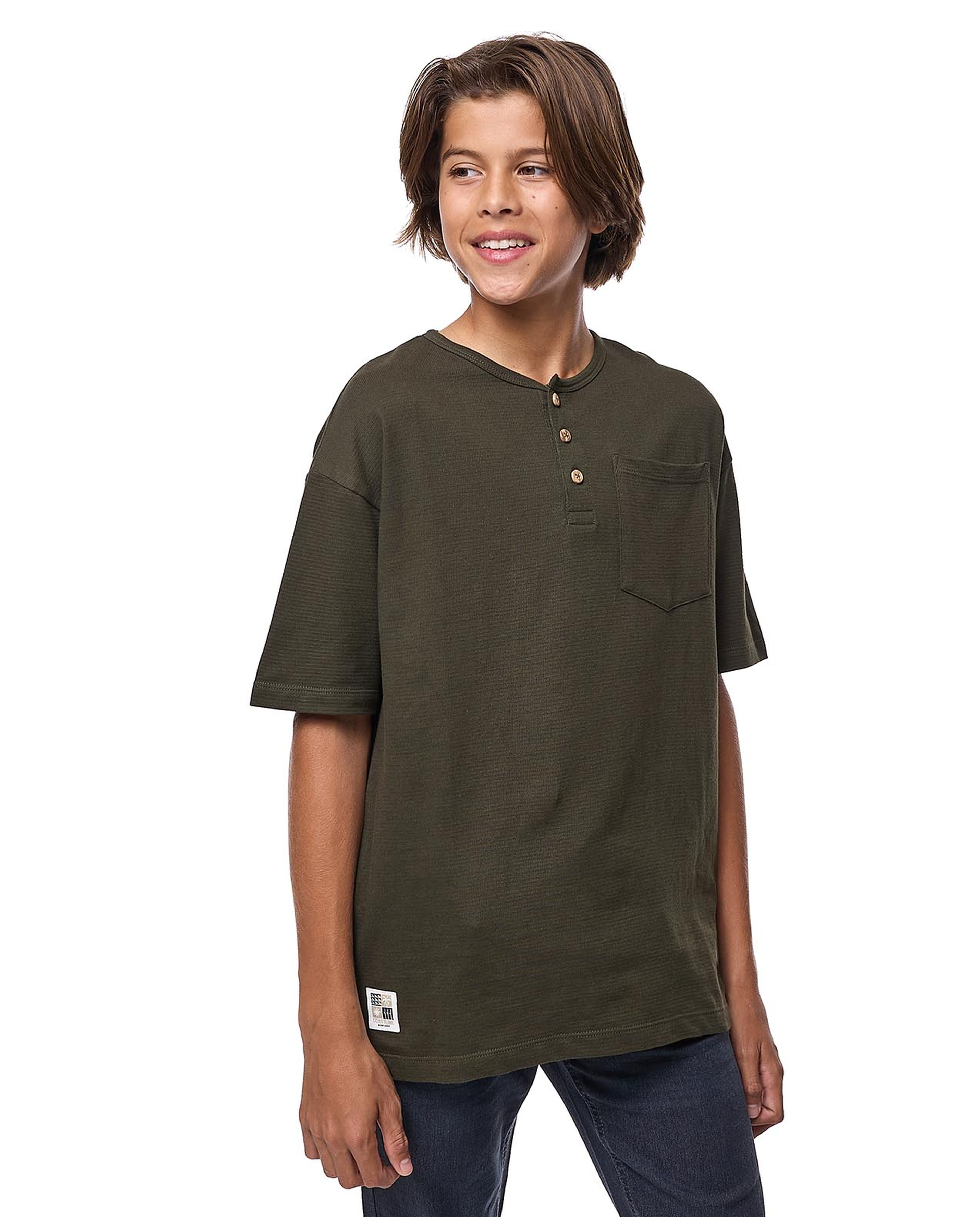 Textured T-Shirt with Crew Neck and Short Sleeves