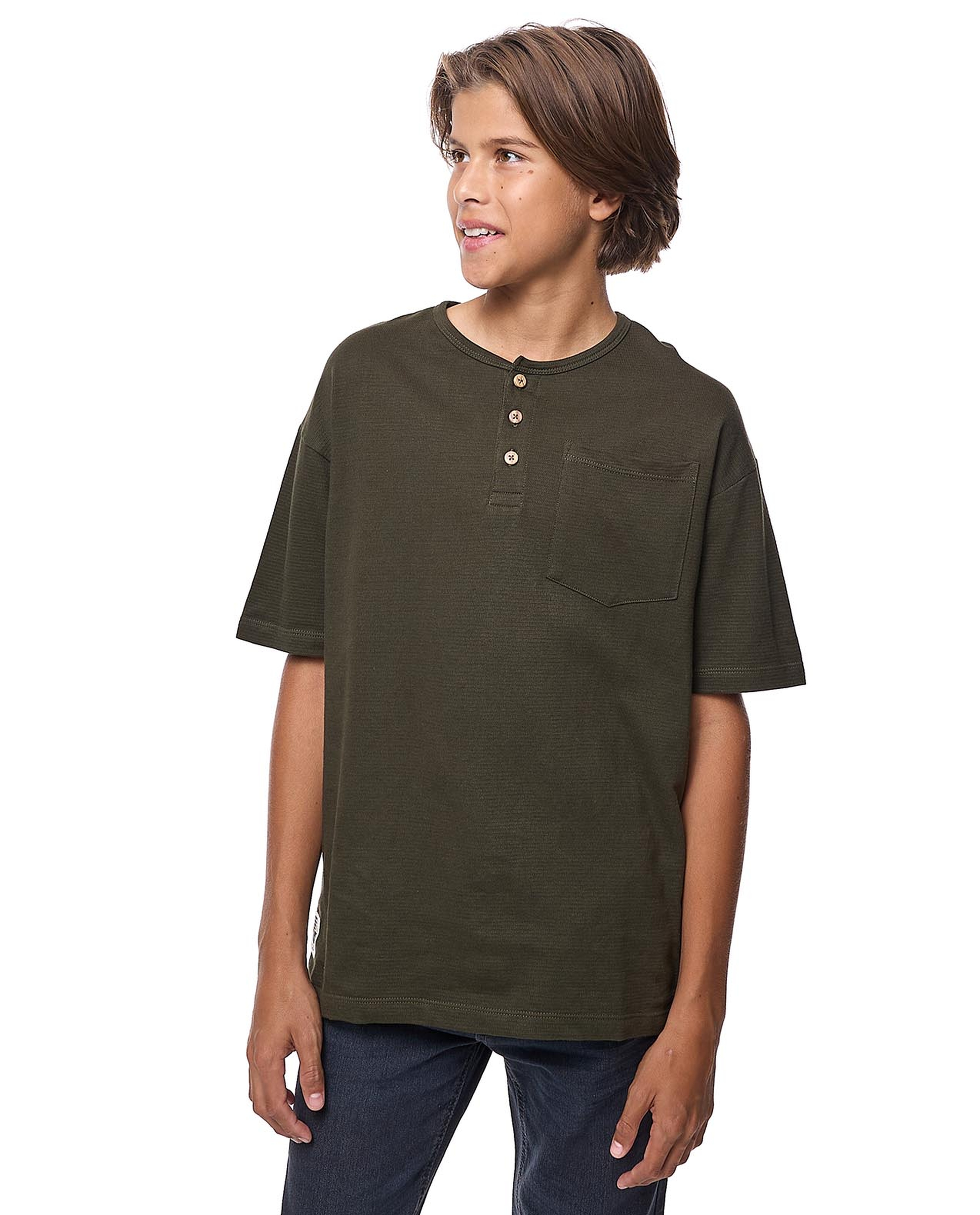 Textured T-Shirt with Crew Neck and Short Sleeves