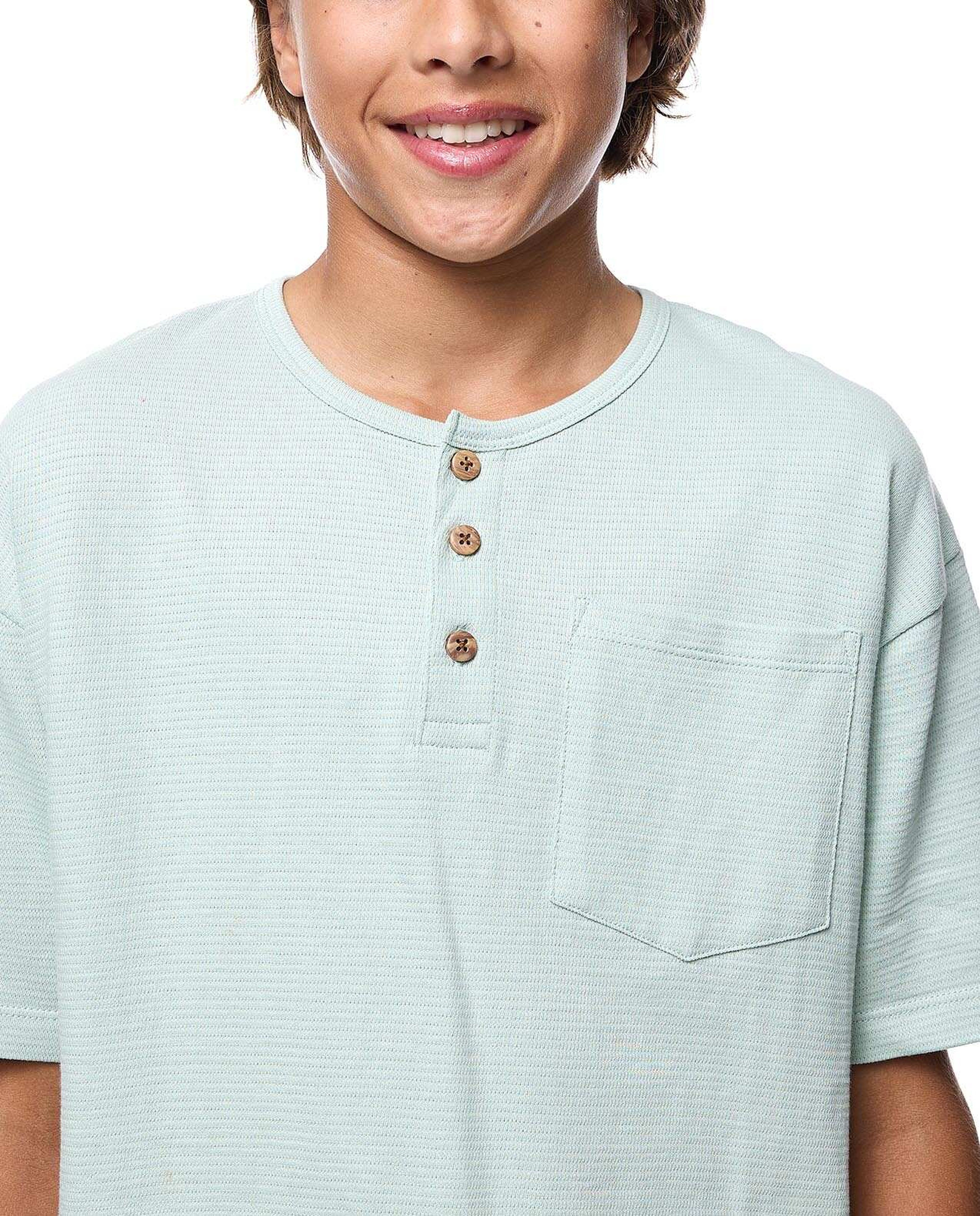 Textured T-Shirt with Crew Neck and Short Sleeves