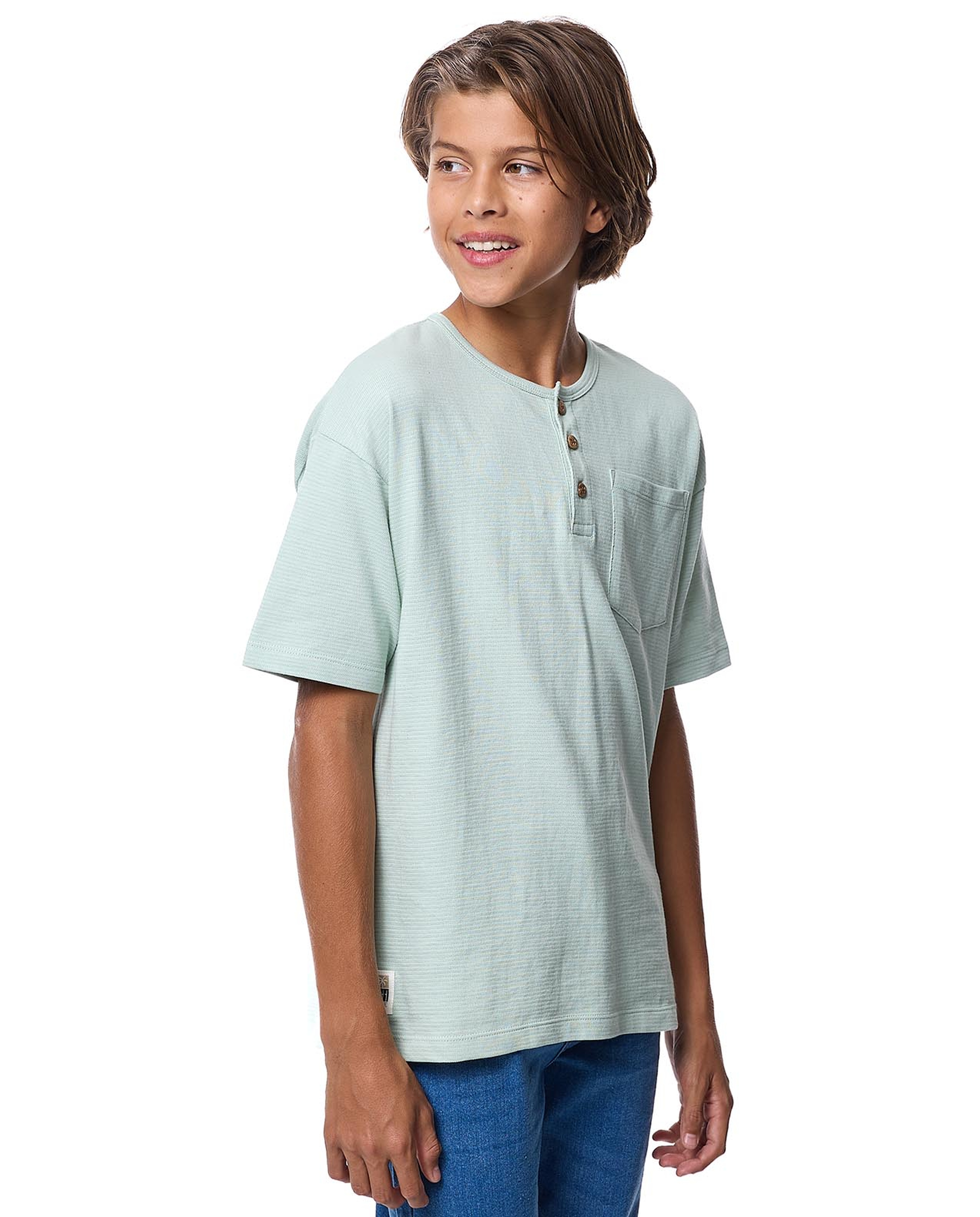 Textured T-Shirt with Crew Neck and Short Sleeves