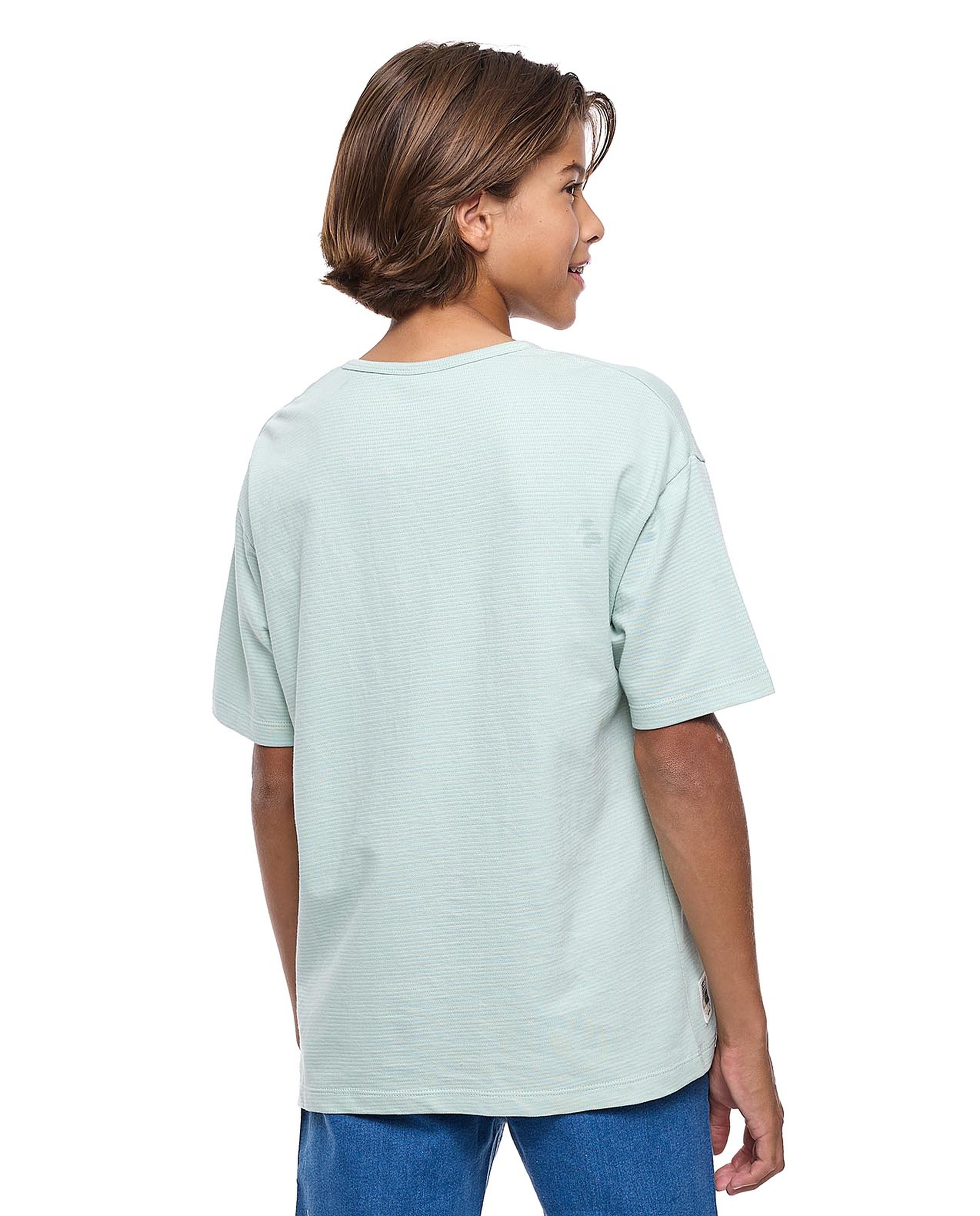 Textured T-Shirt with Crew Neck and Short Sleeves