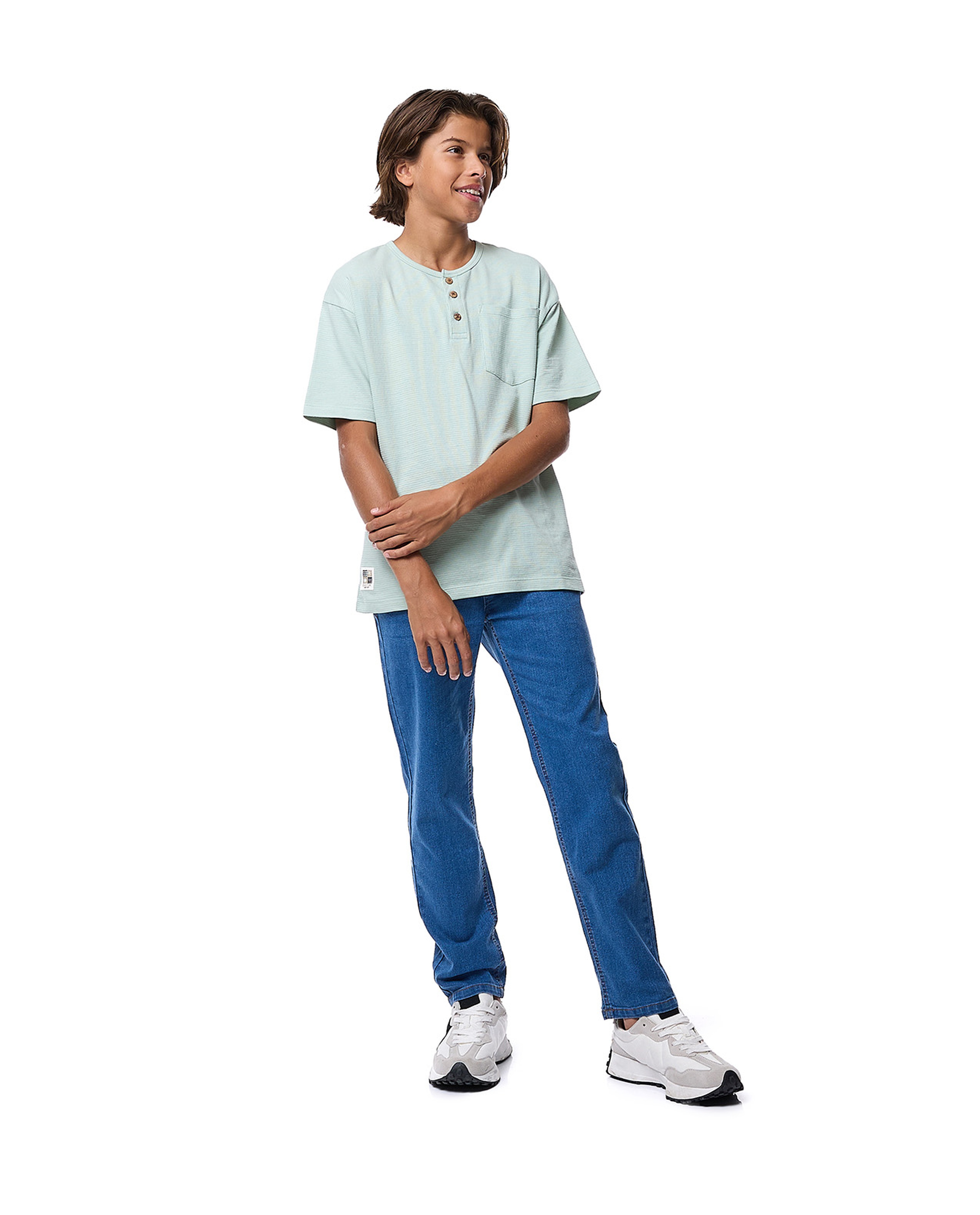 Textured T-Shirt with Crew Neck and Short Sleeves