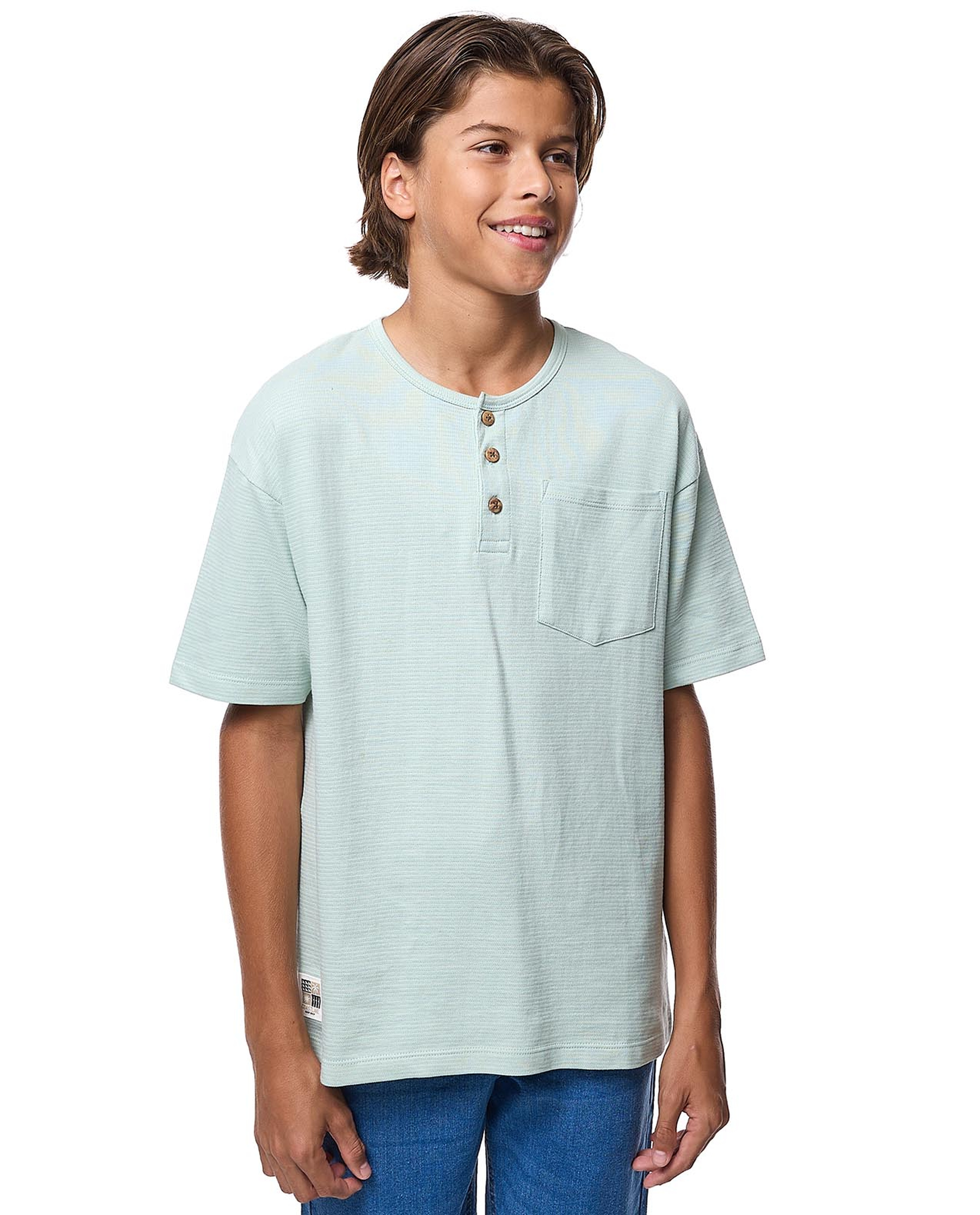 Textured T-Shirt with Crew Neck and Short Sleeves