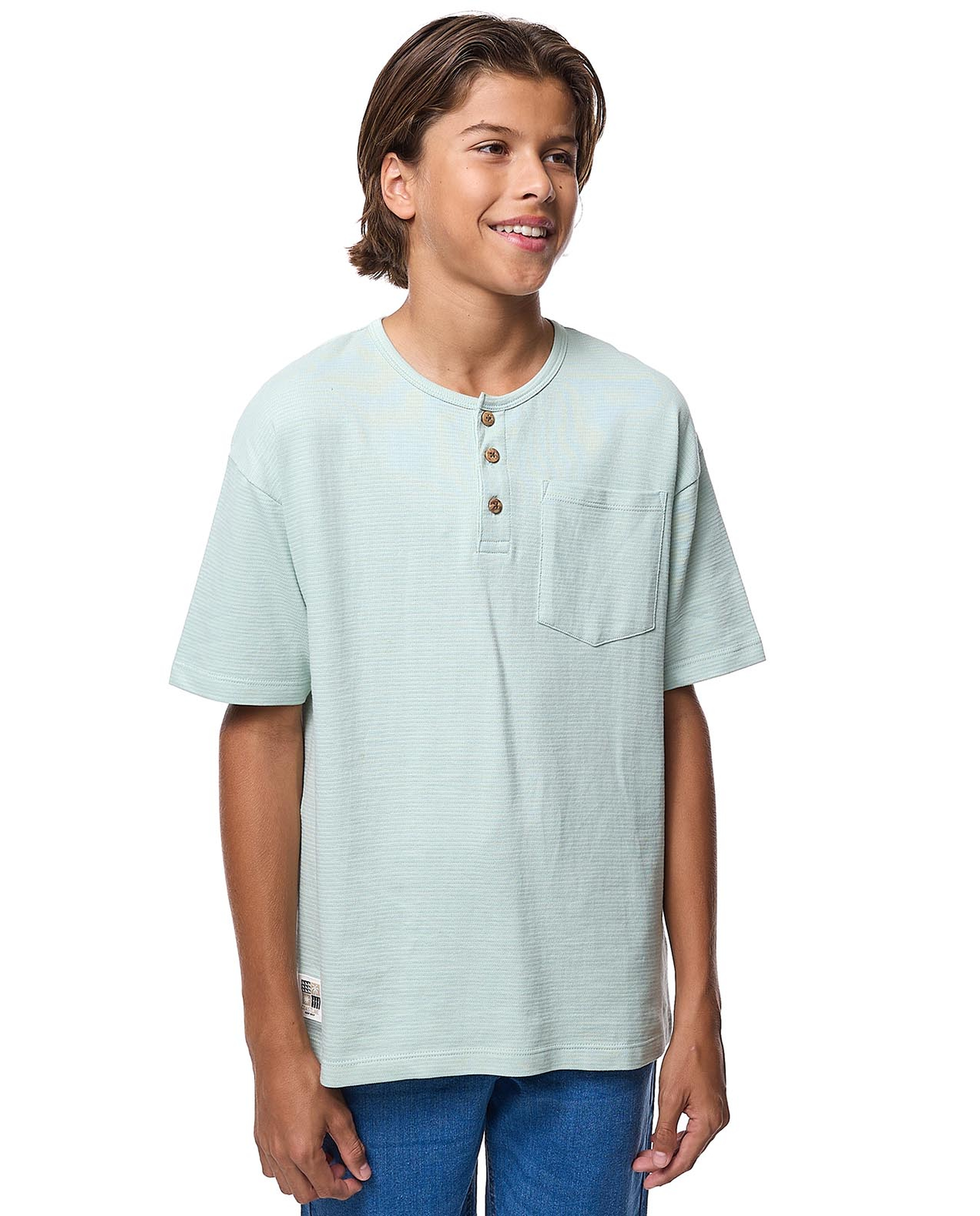 Textured T-Shirt with Crew Neck and Short Sleeves