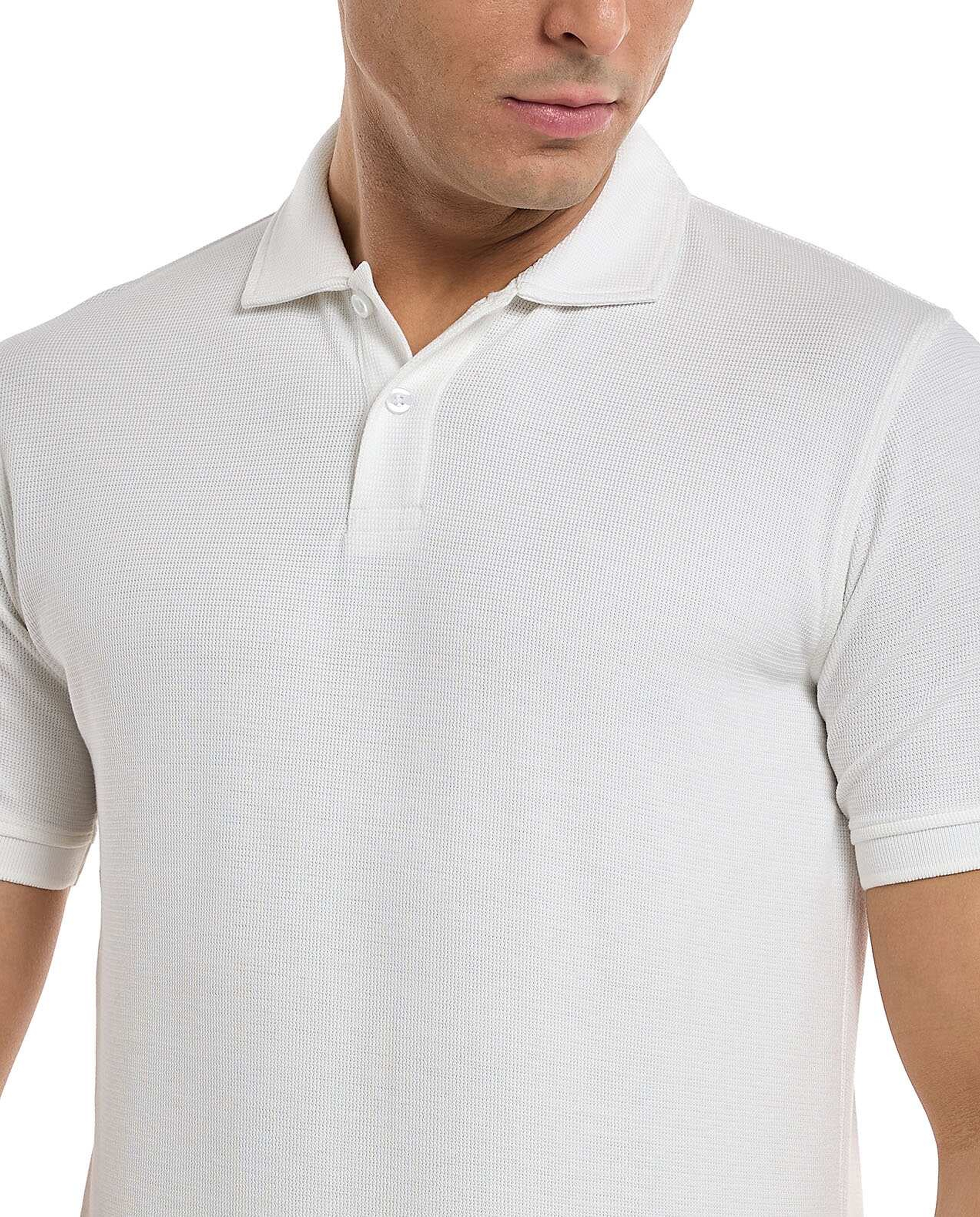 Textured Polo T-Shirt with Short Sleeves