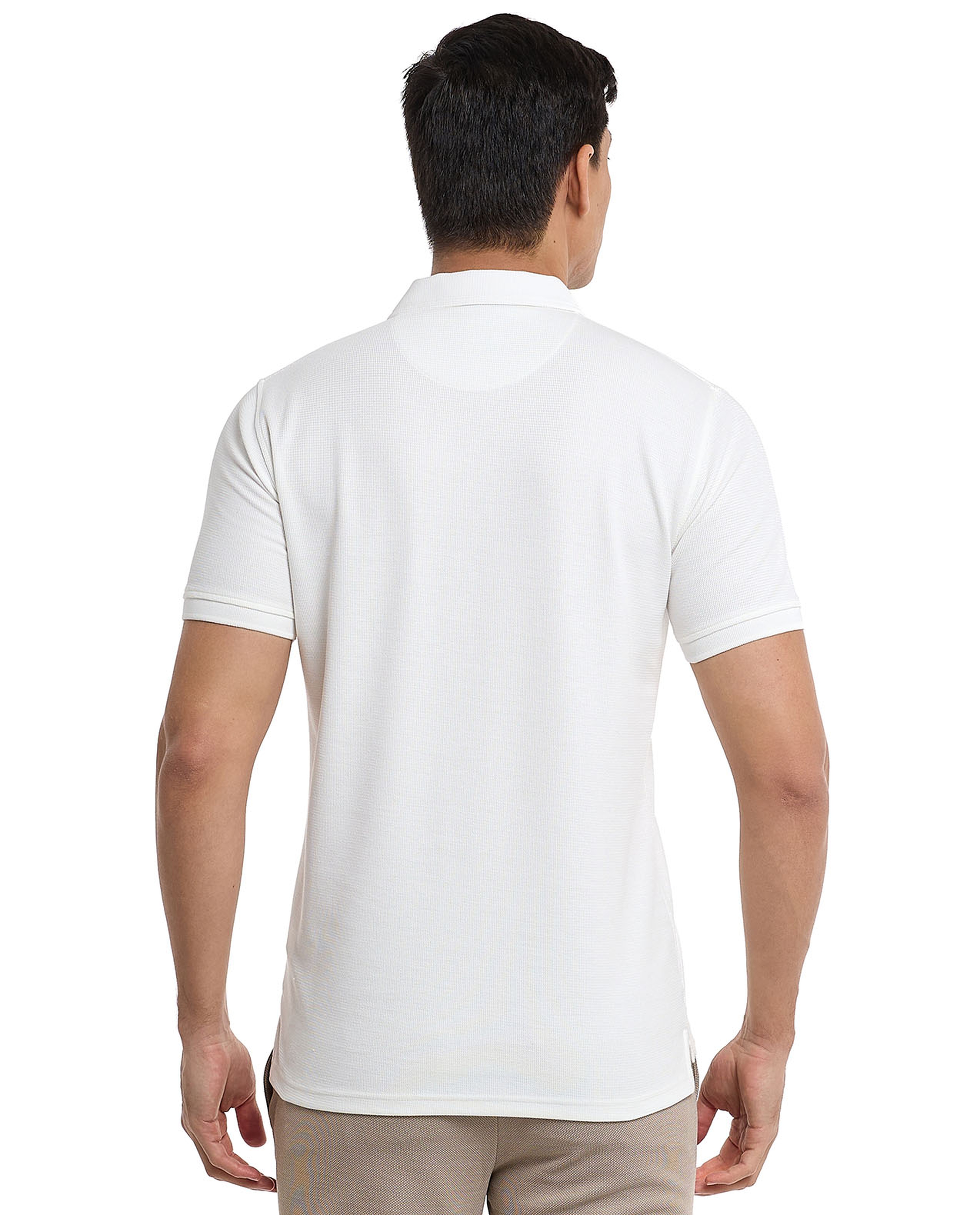 Textured Polo T-Shirt with Short Sleeves