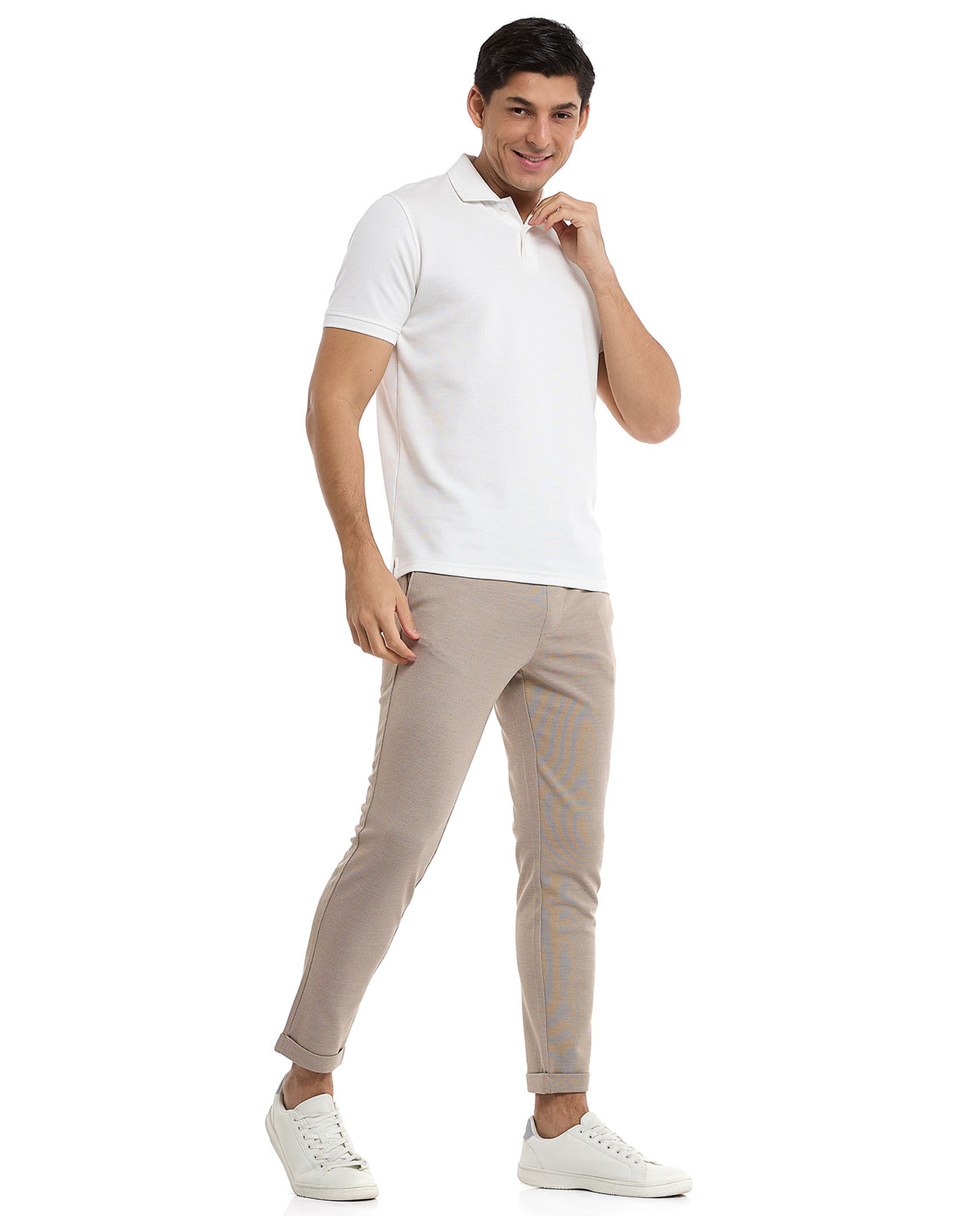 Textured Polo T-Shirt with Short Sleeves