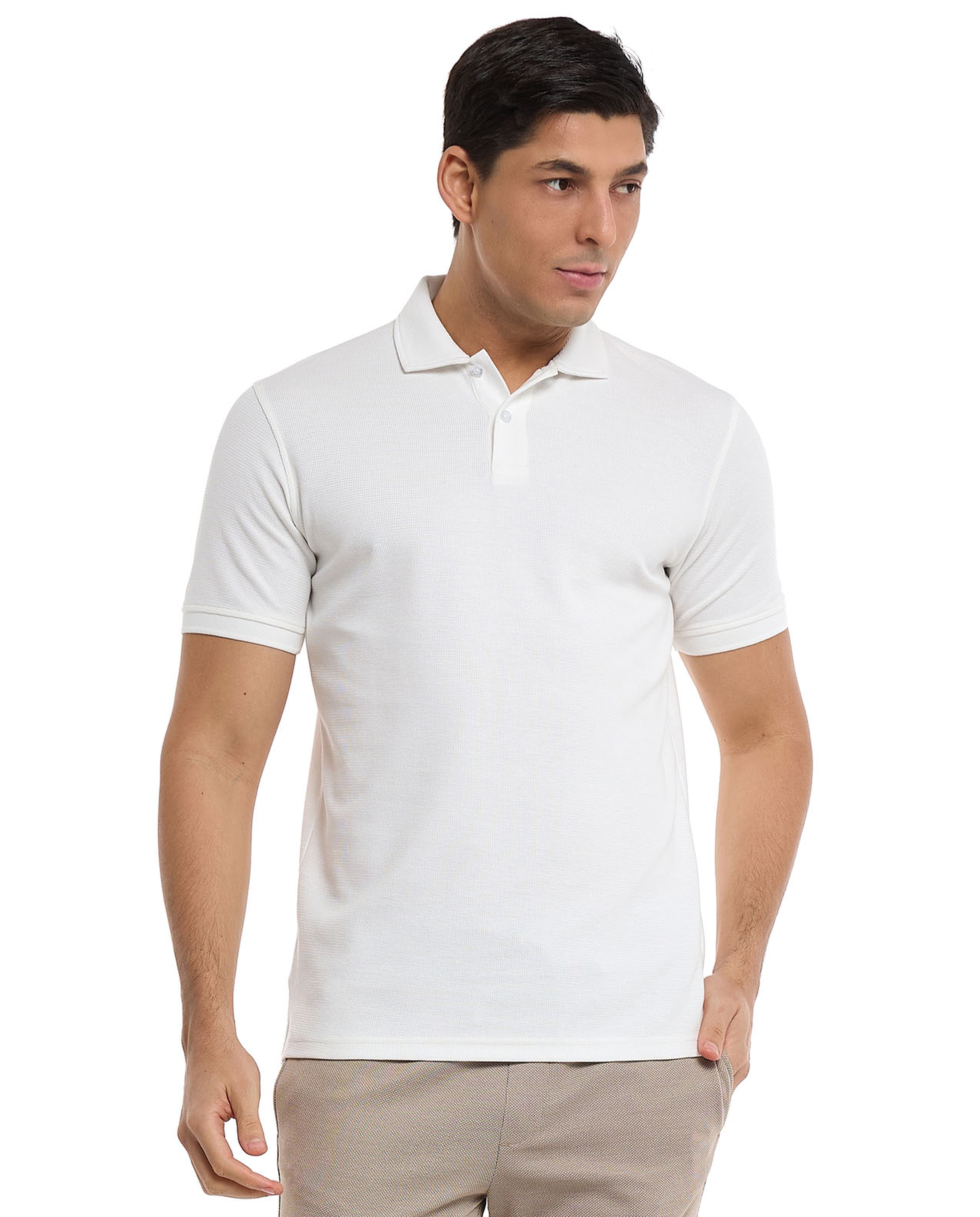 Textured Polo T-Shirt with Short Sleeves