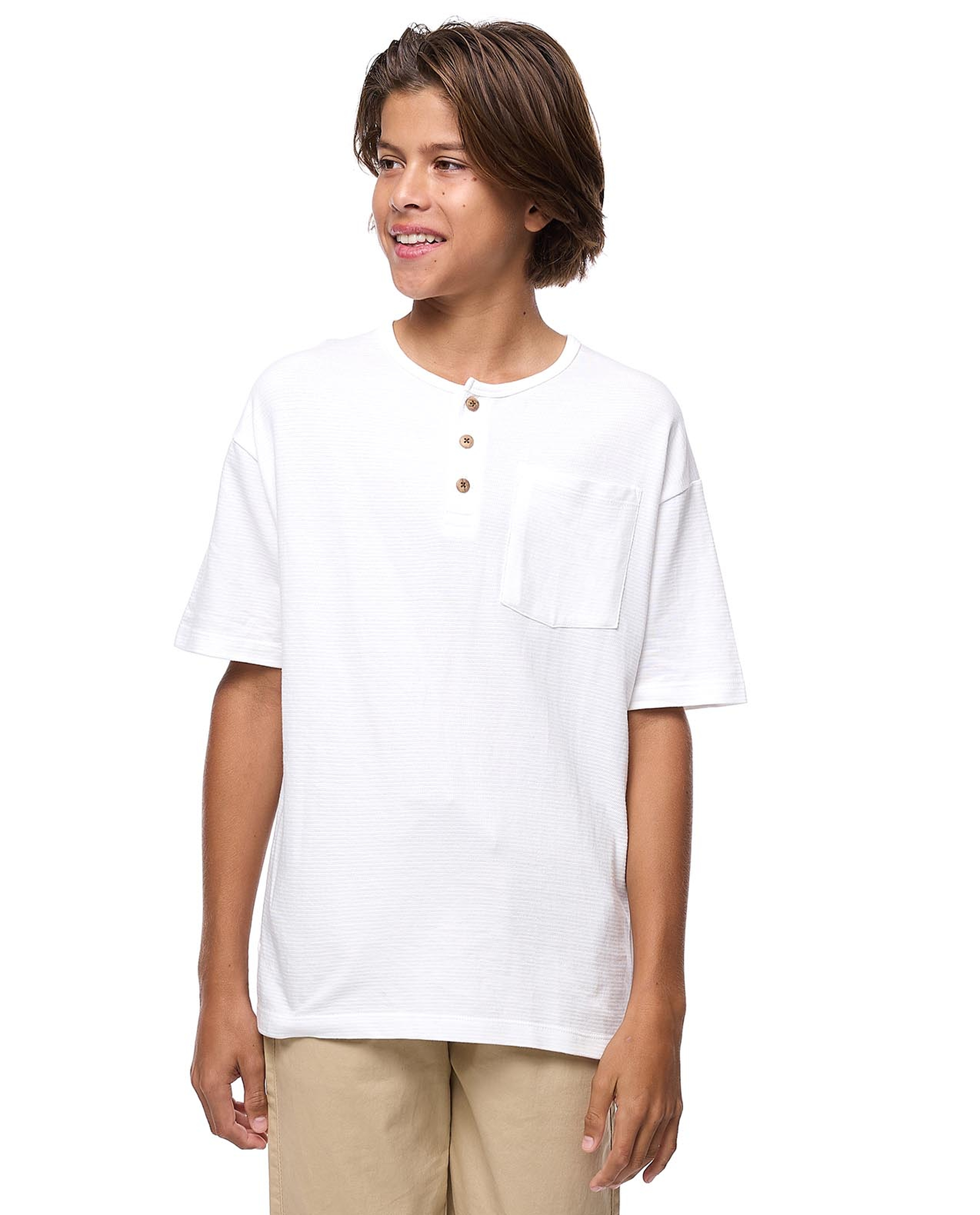 Textured T-Shirt with Crew Neck and Short Sleeves