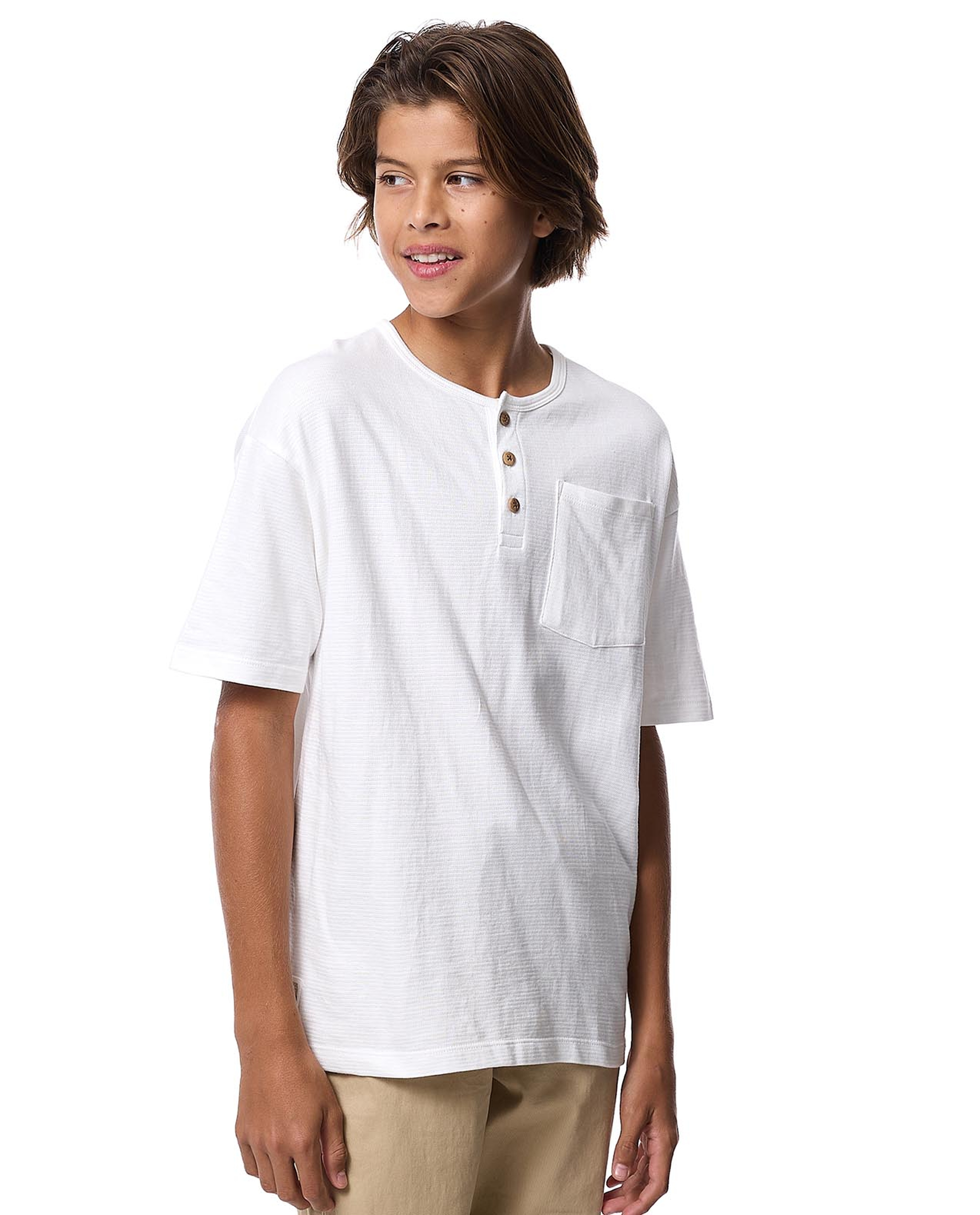 Textured T-Shirt with Crew Neck and Short Sleeves