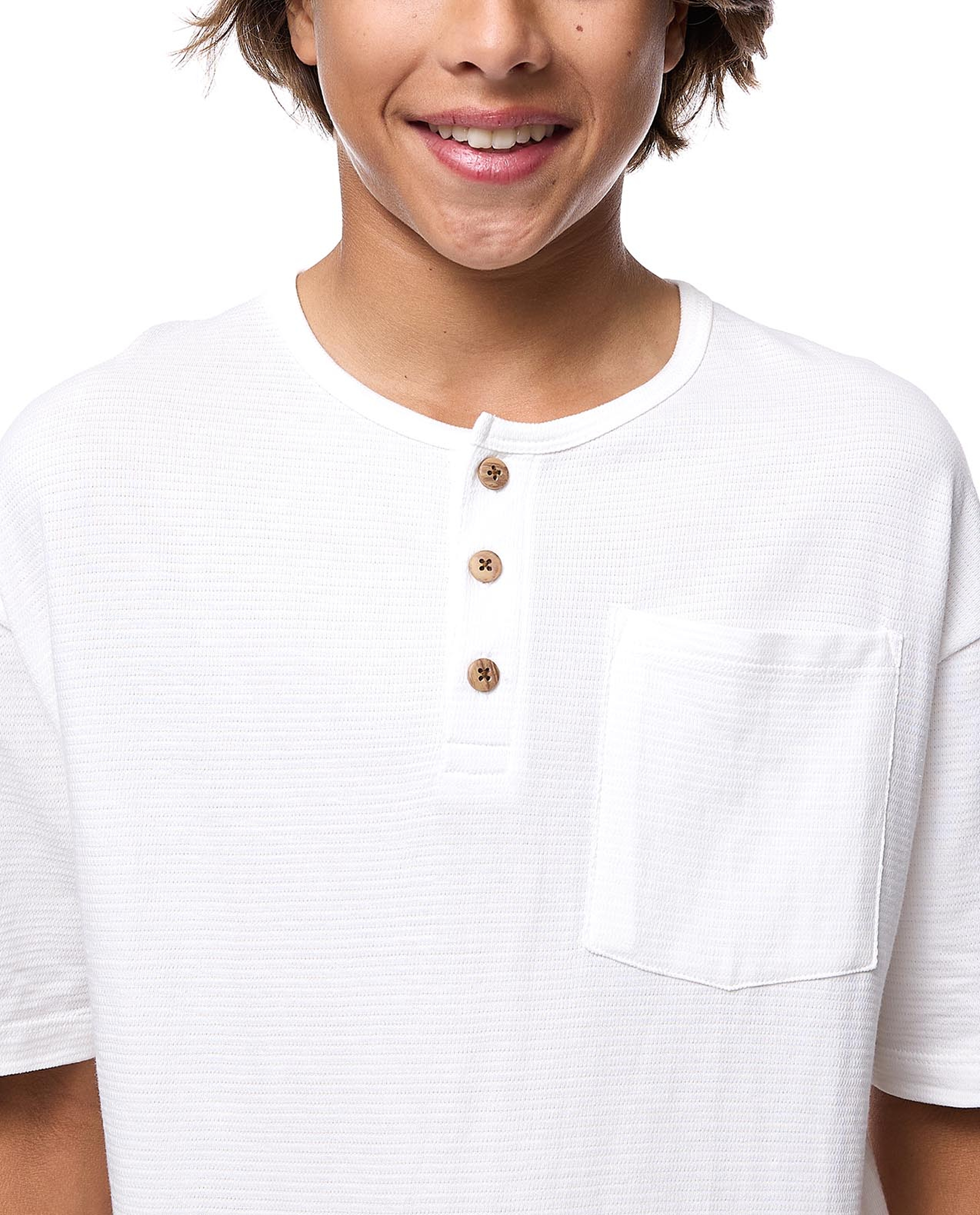 Textured T-Shirt with Crew Neck and Short Sleeves