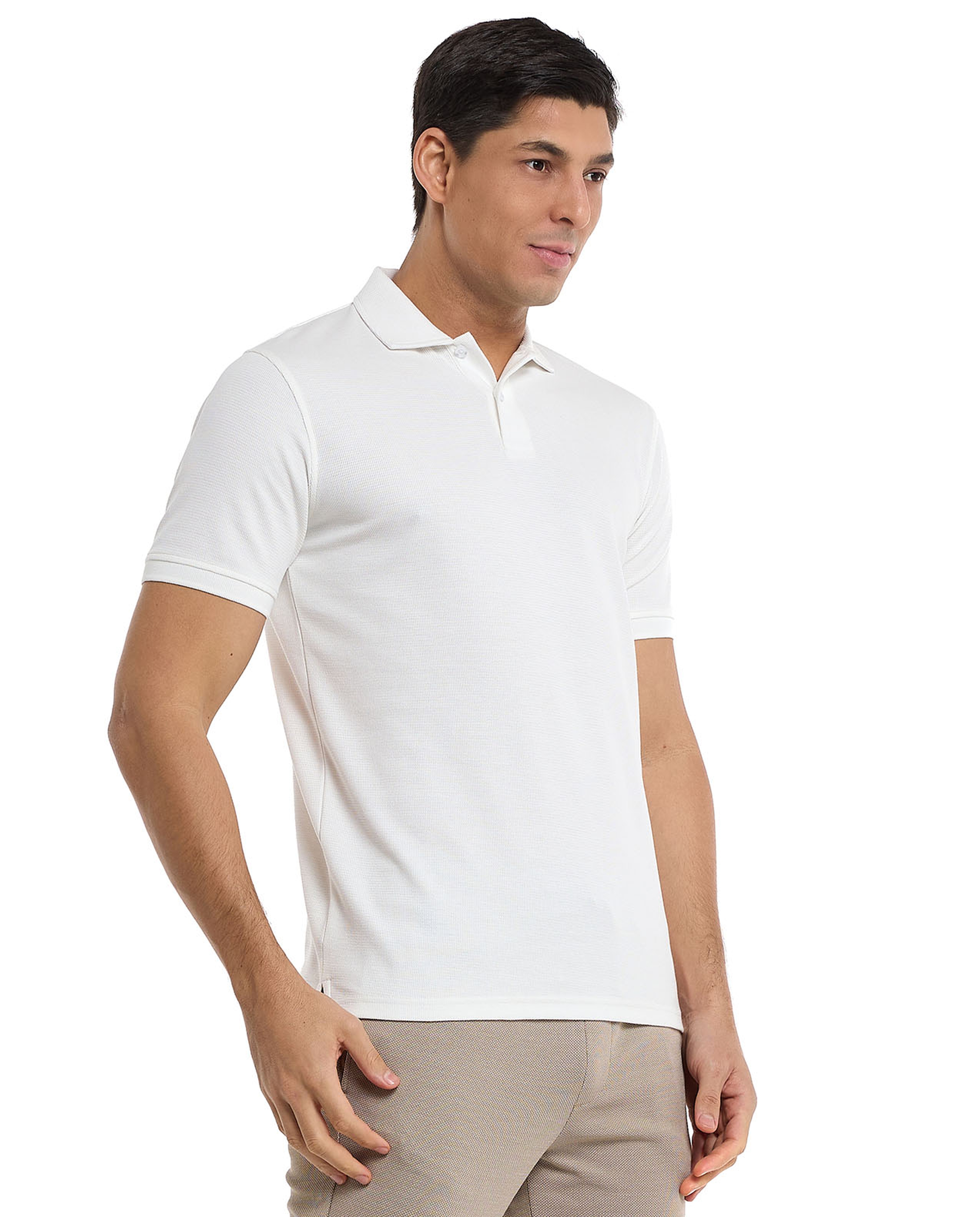 Textured Polo T-Shirt with Short Sleeves