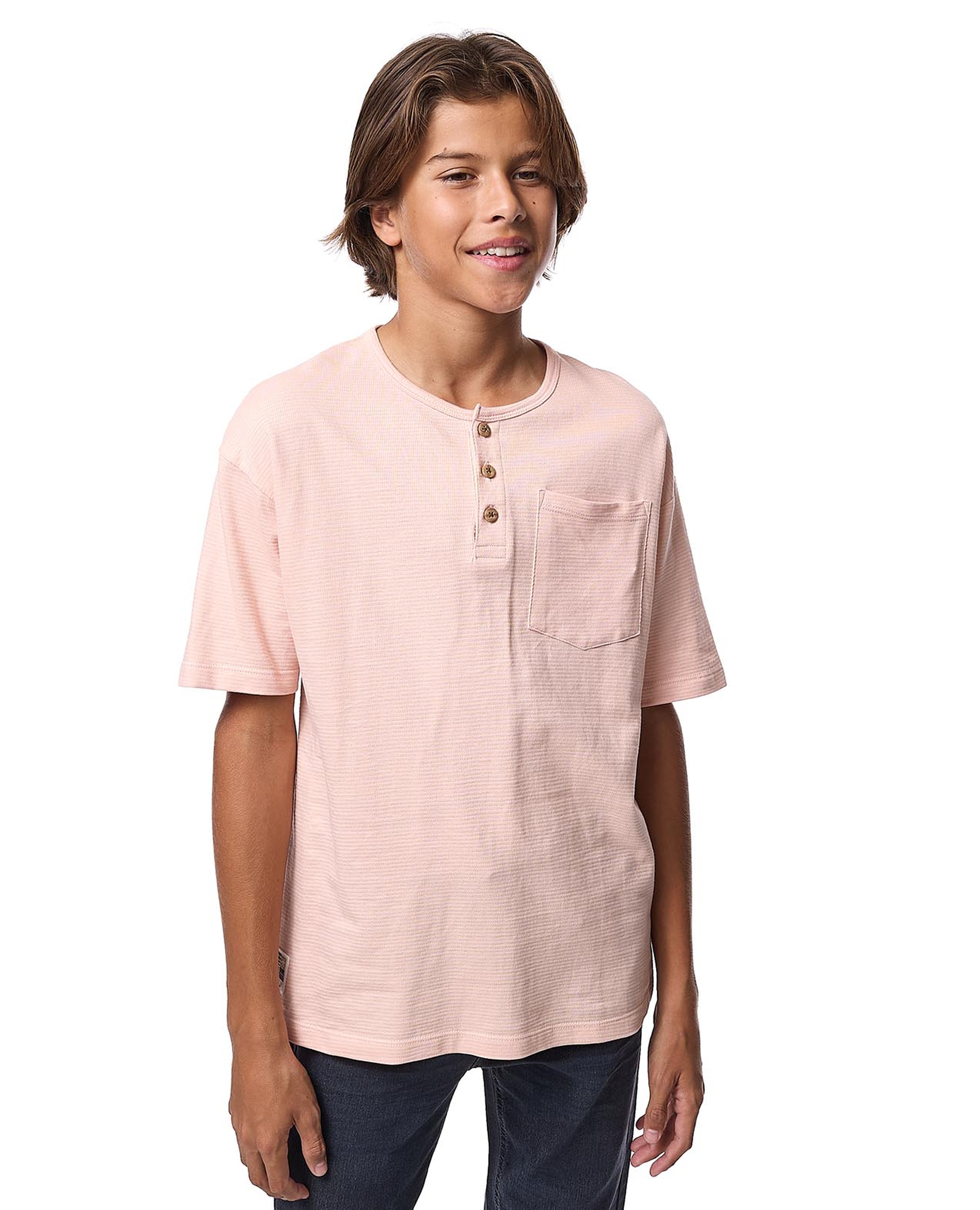 Textured T-Shirt with Crew Neck and Short Sleeves