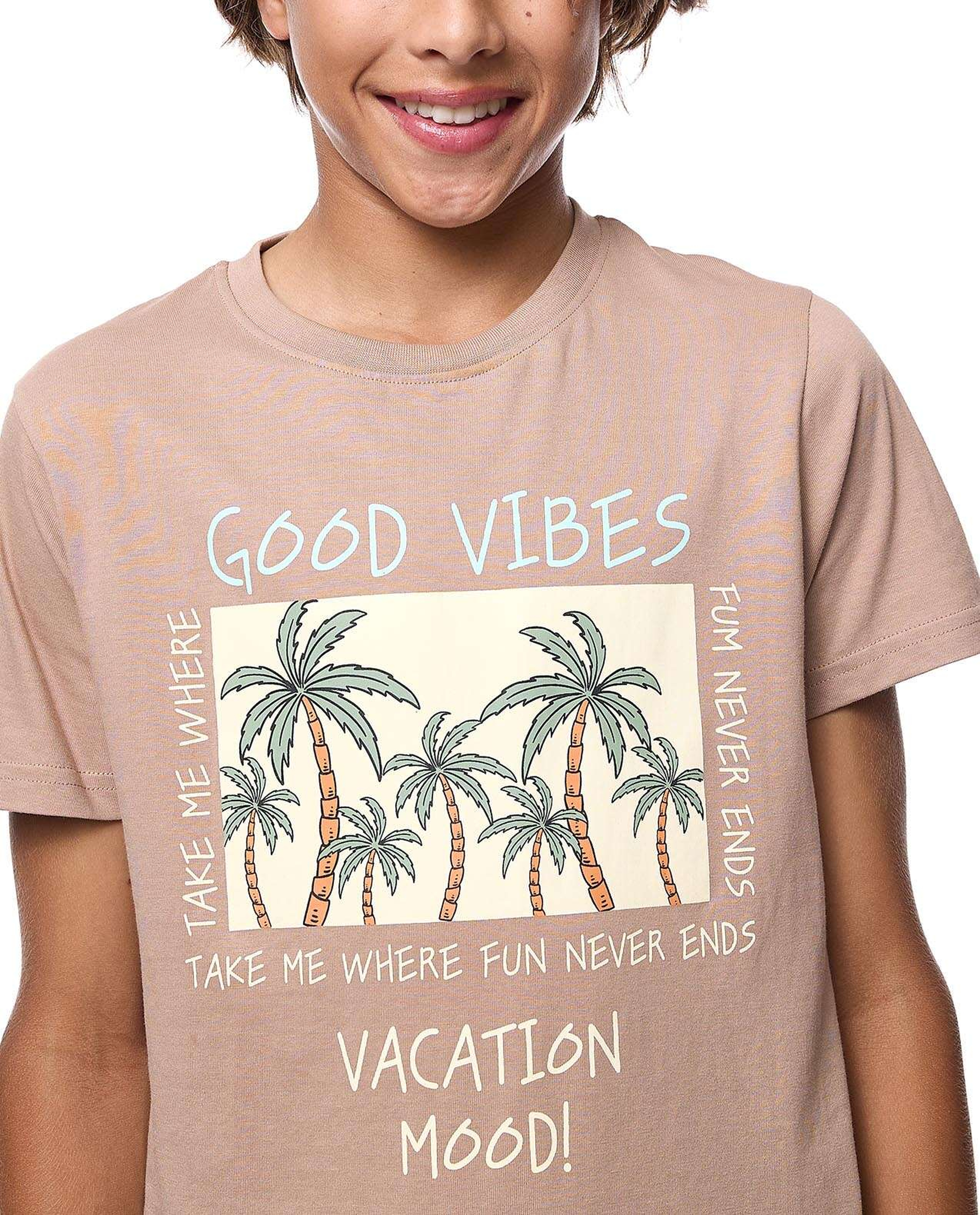 Printed T-Shirt with Crew Neck and Short Sleeves