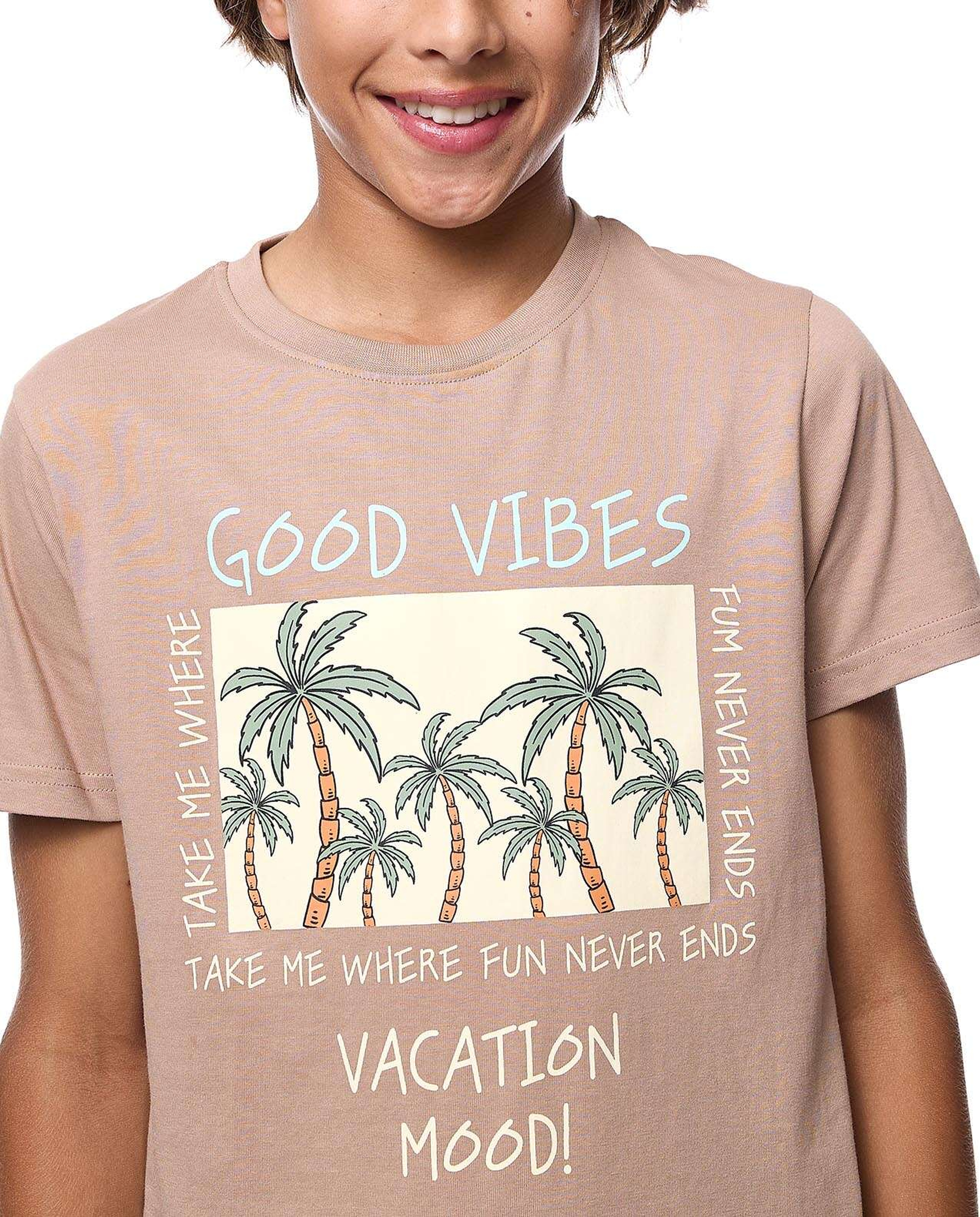 Printed T-Shirt with Crew Neck and Short Sleeves