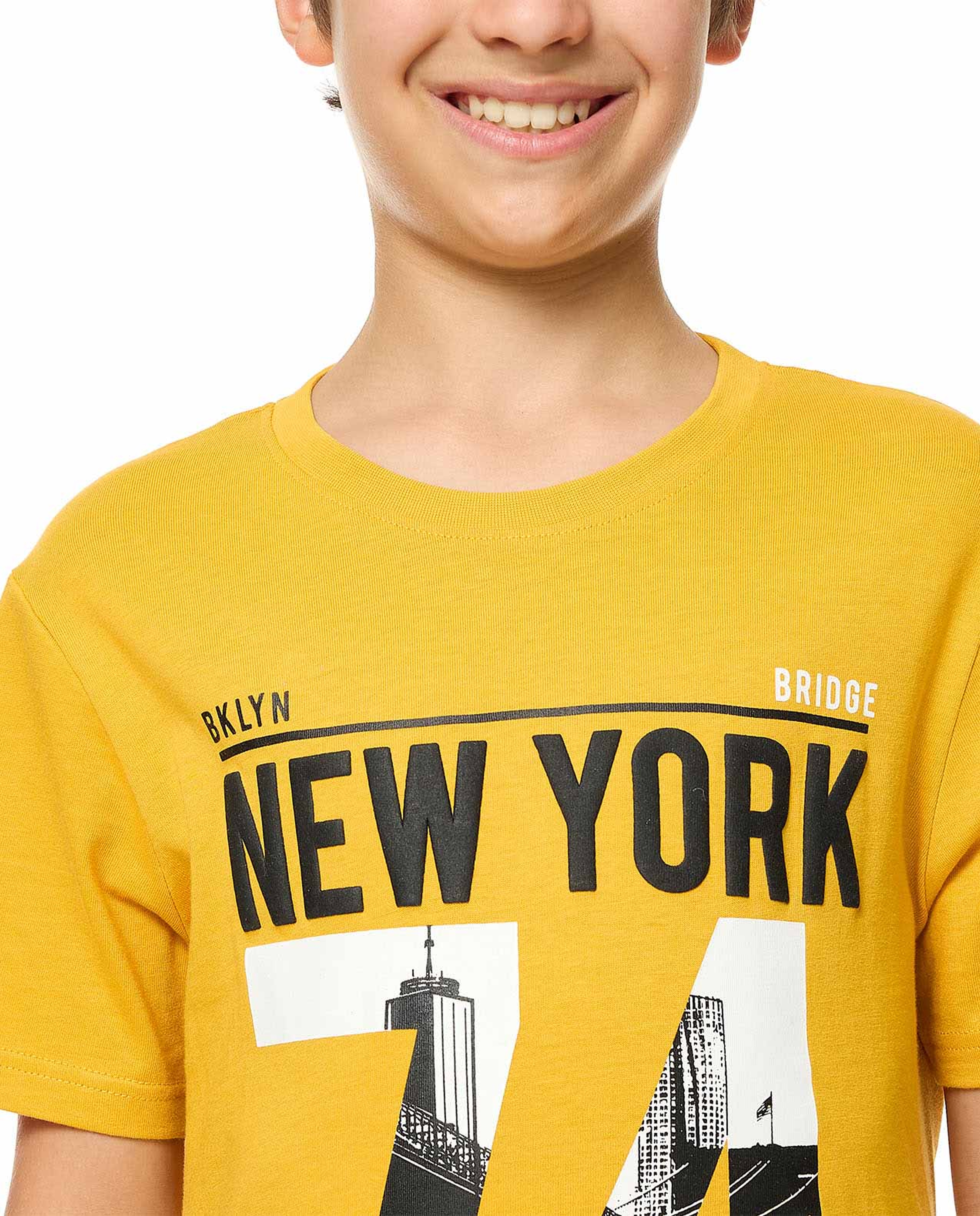 Printed T-Shirt with Crew Neck and Short Sleeves