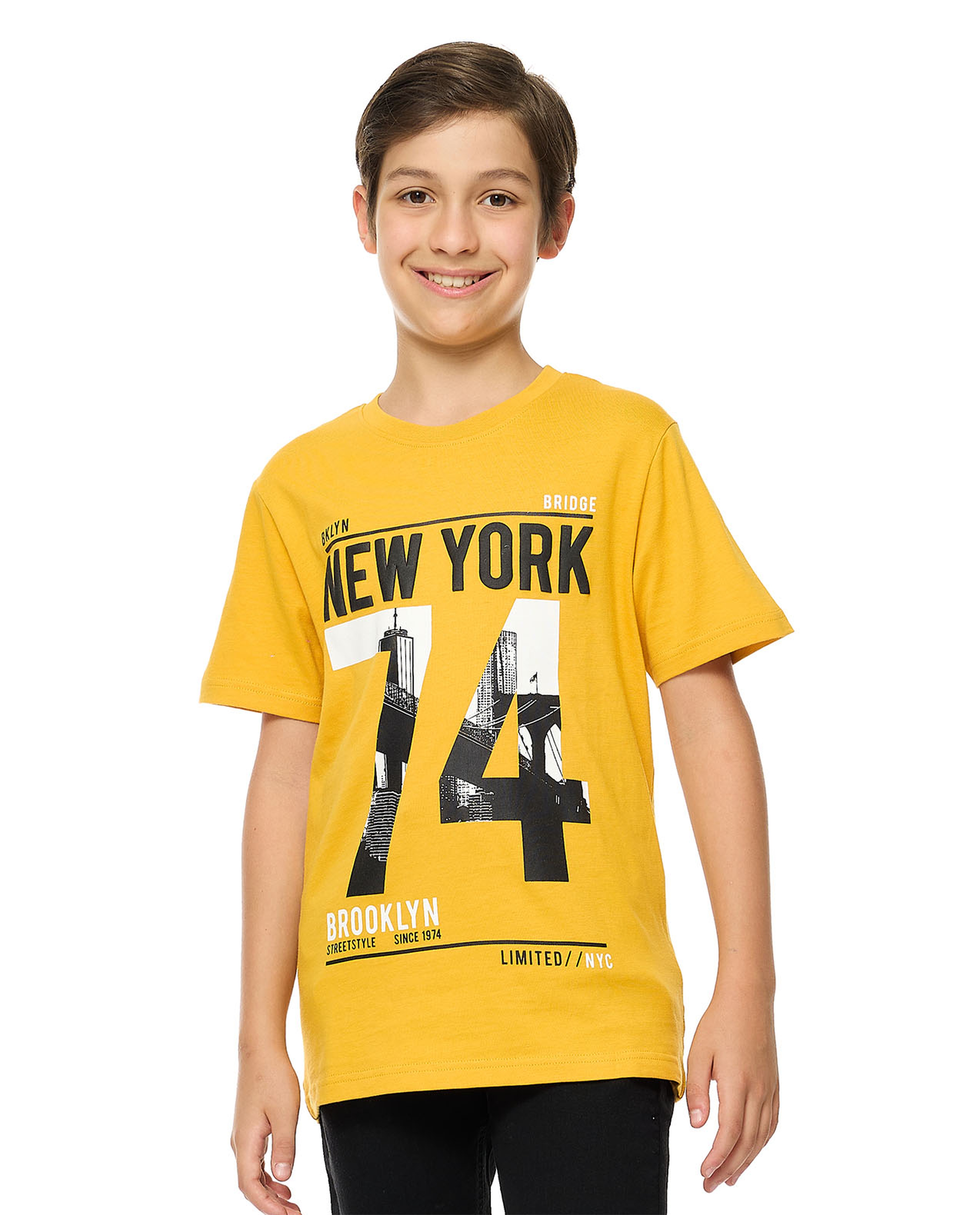 Printed T-Shirt with Crew Neck and Short Sleeves