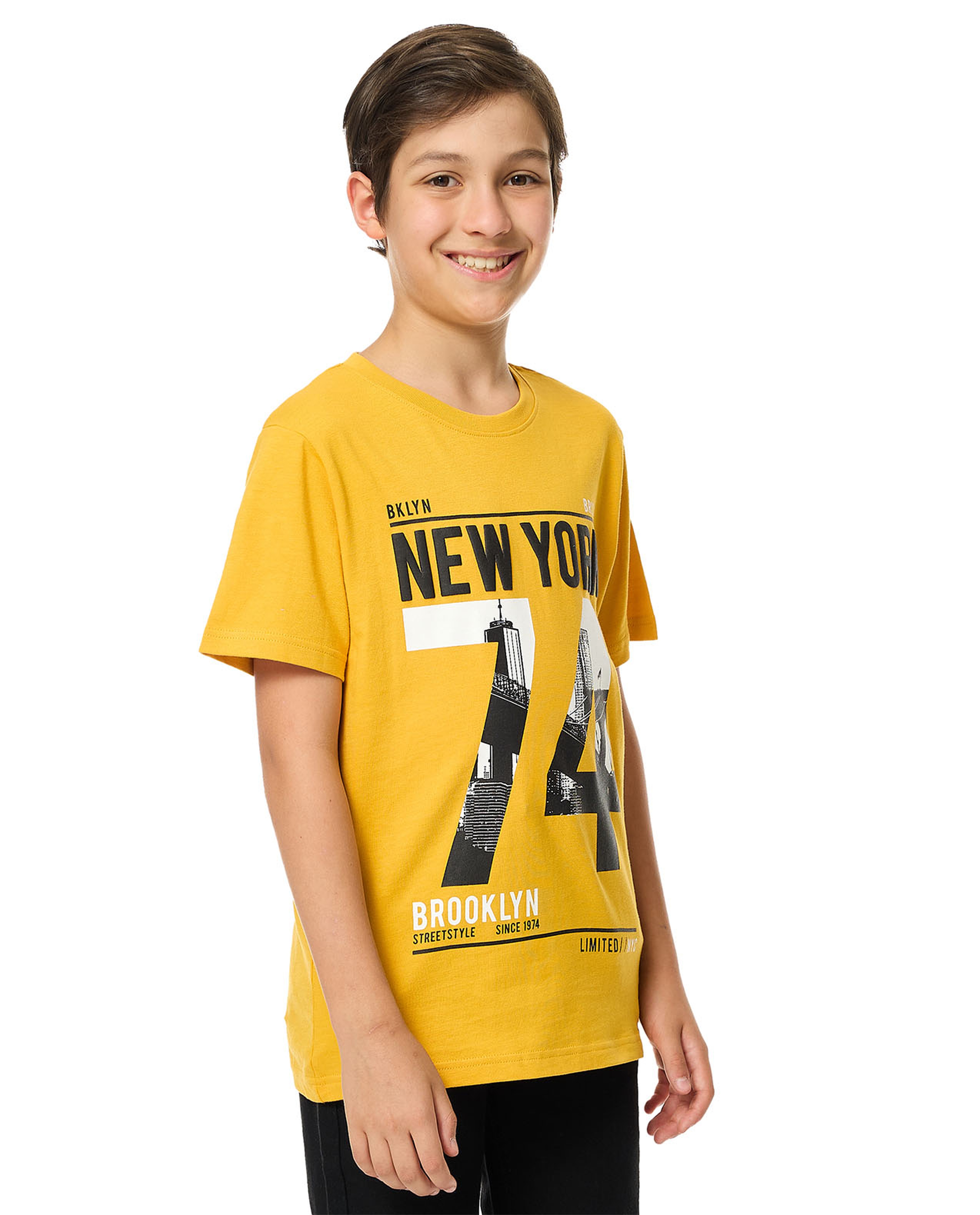 Printed T-Shirt with Crew Neck and Short Sleeves