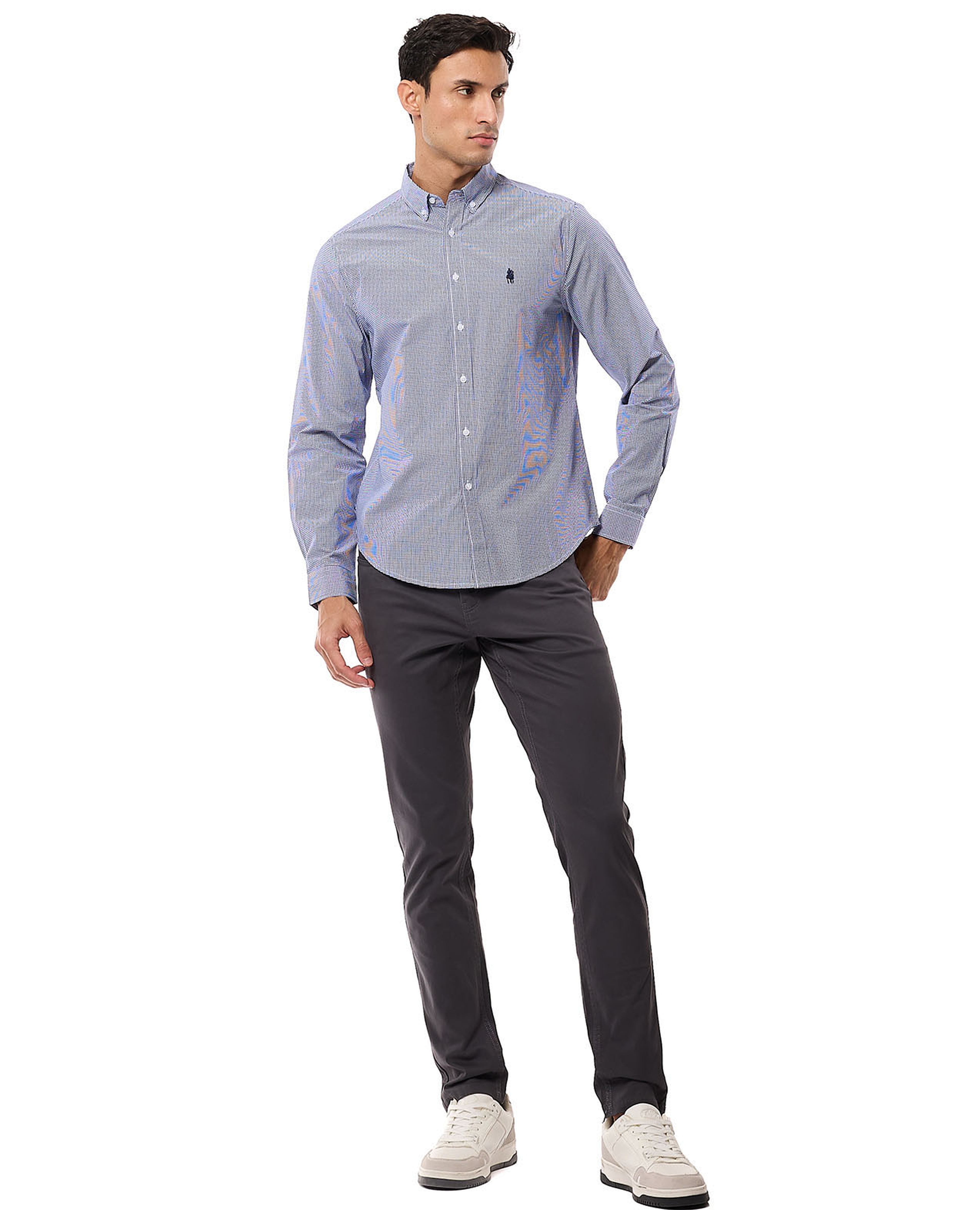 Solid Slim Fit Trousers with Button Closure